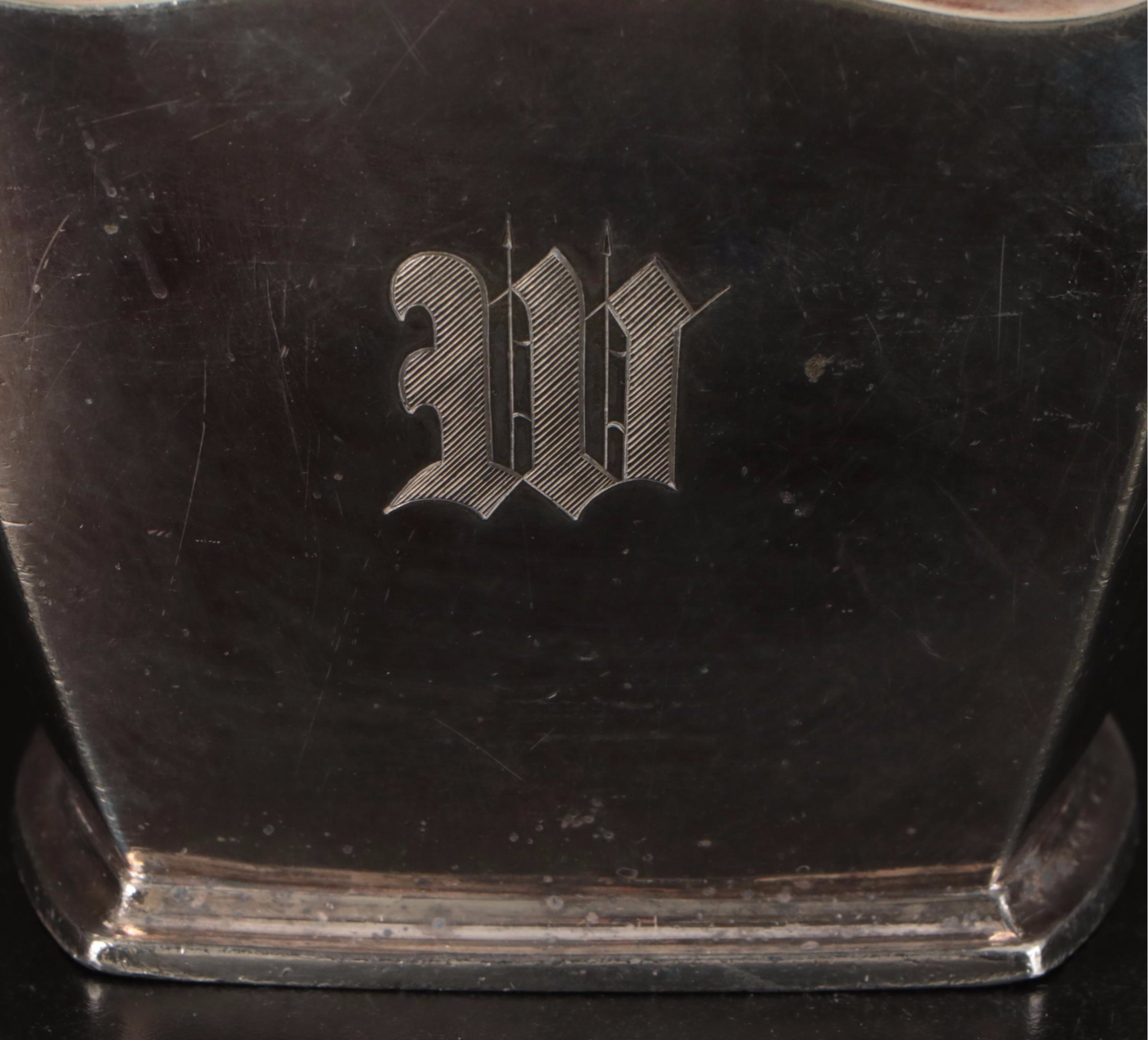 Georgian Style Cobalt Glass Lined Mustard Jar with Other Silver Plate Serveware