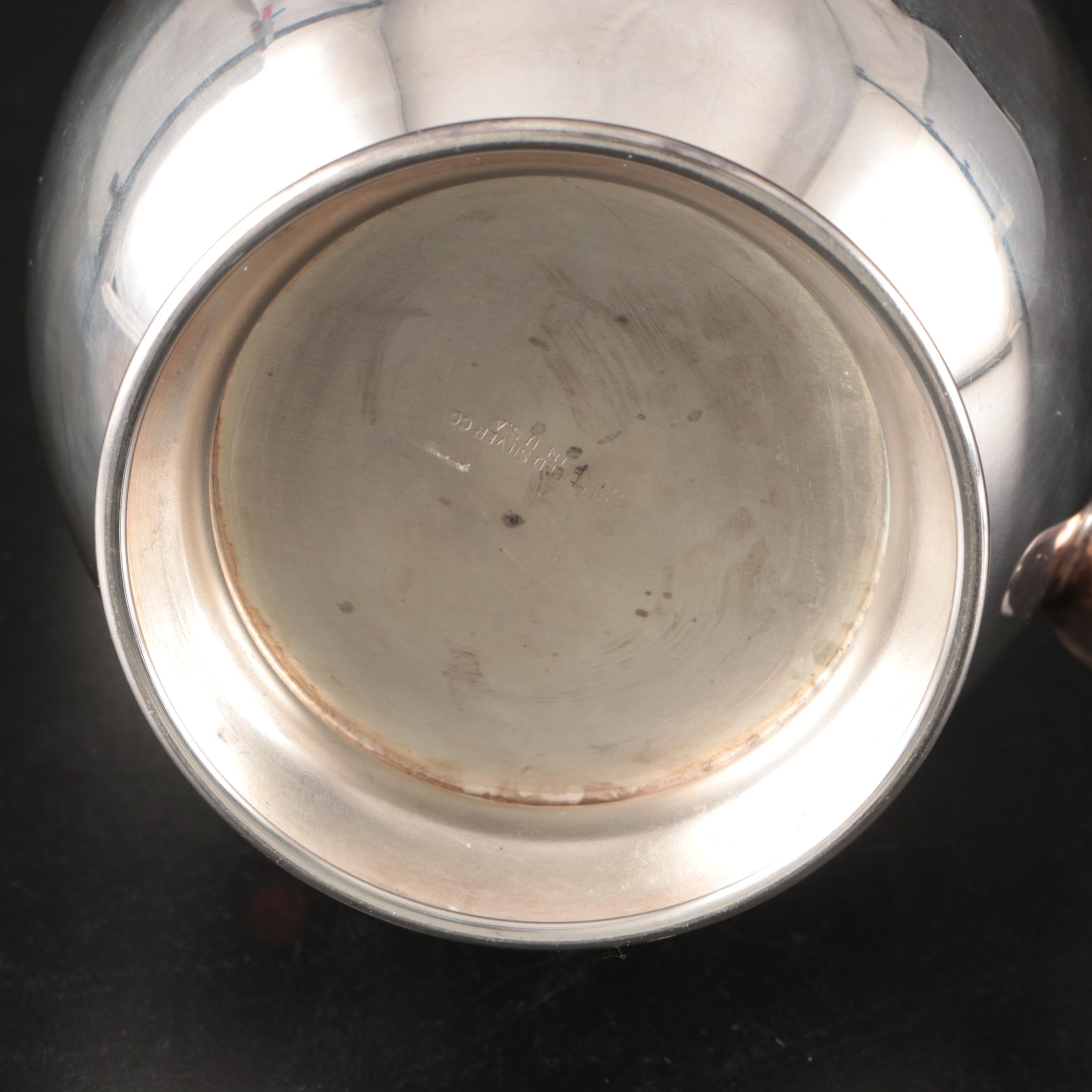 Georgian Style Cobalt Glass Lined Mustard Jar with Other Silver Plate Serveware