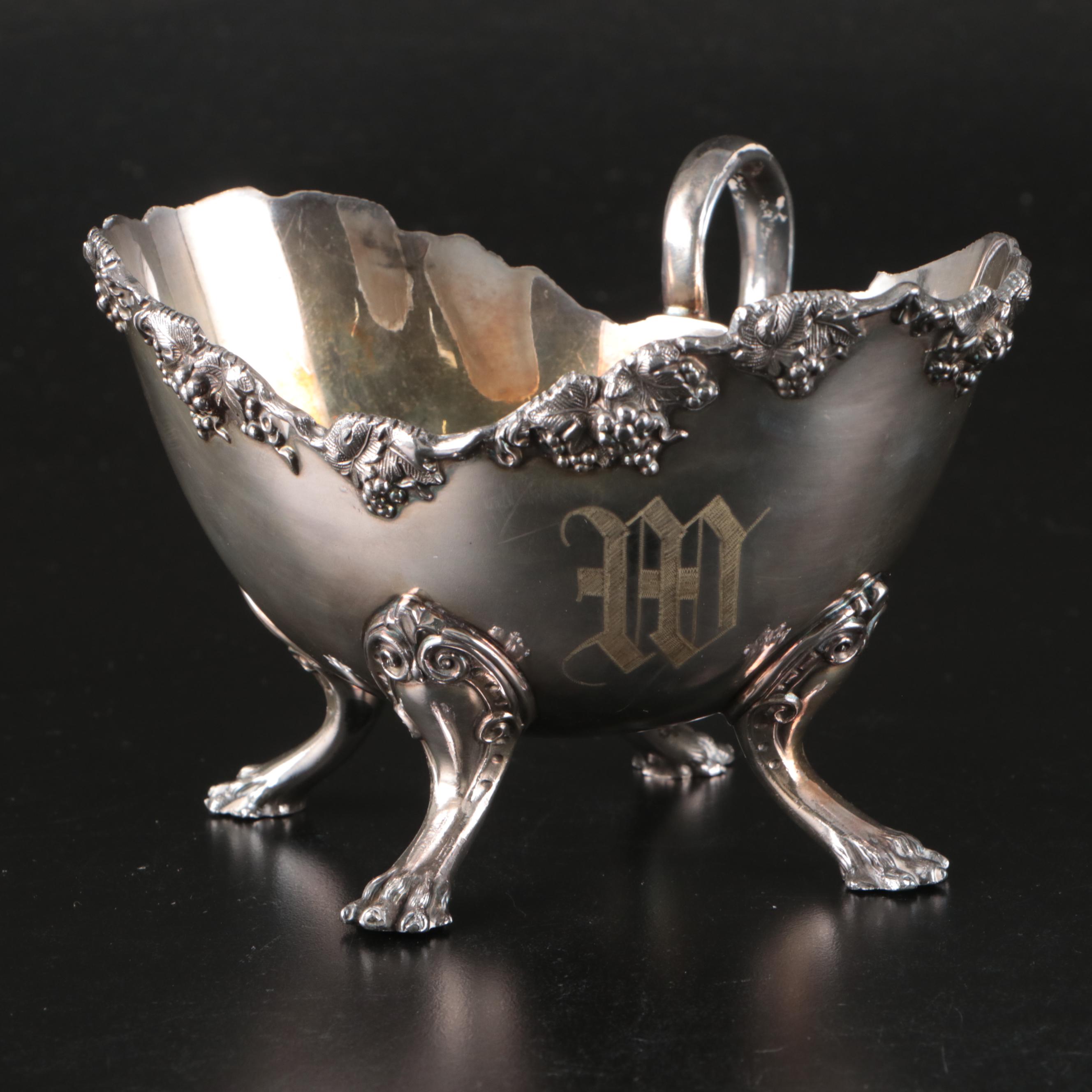 Georgian Style Cobalt Glass Lined Mustard Jar with Other Silver Plate Serveware