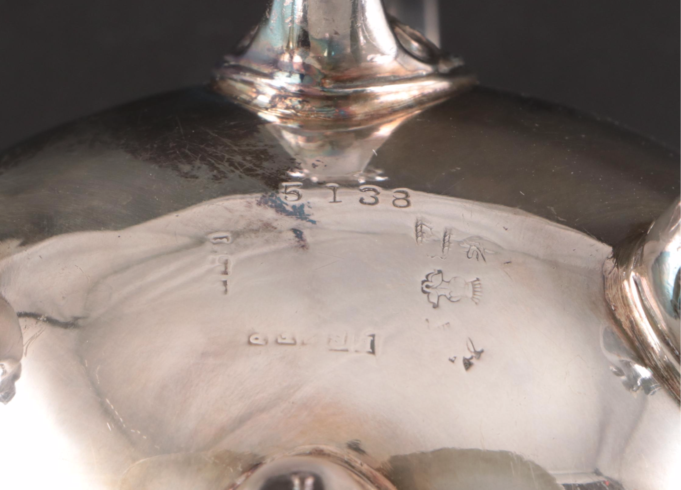 Georgian Style Cobalt Glass Lined Mustard Jar with Other Silver Plate Serveware