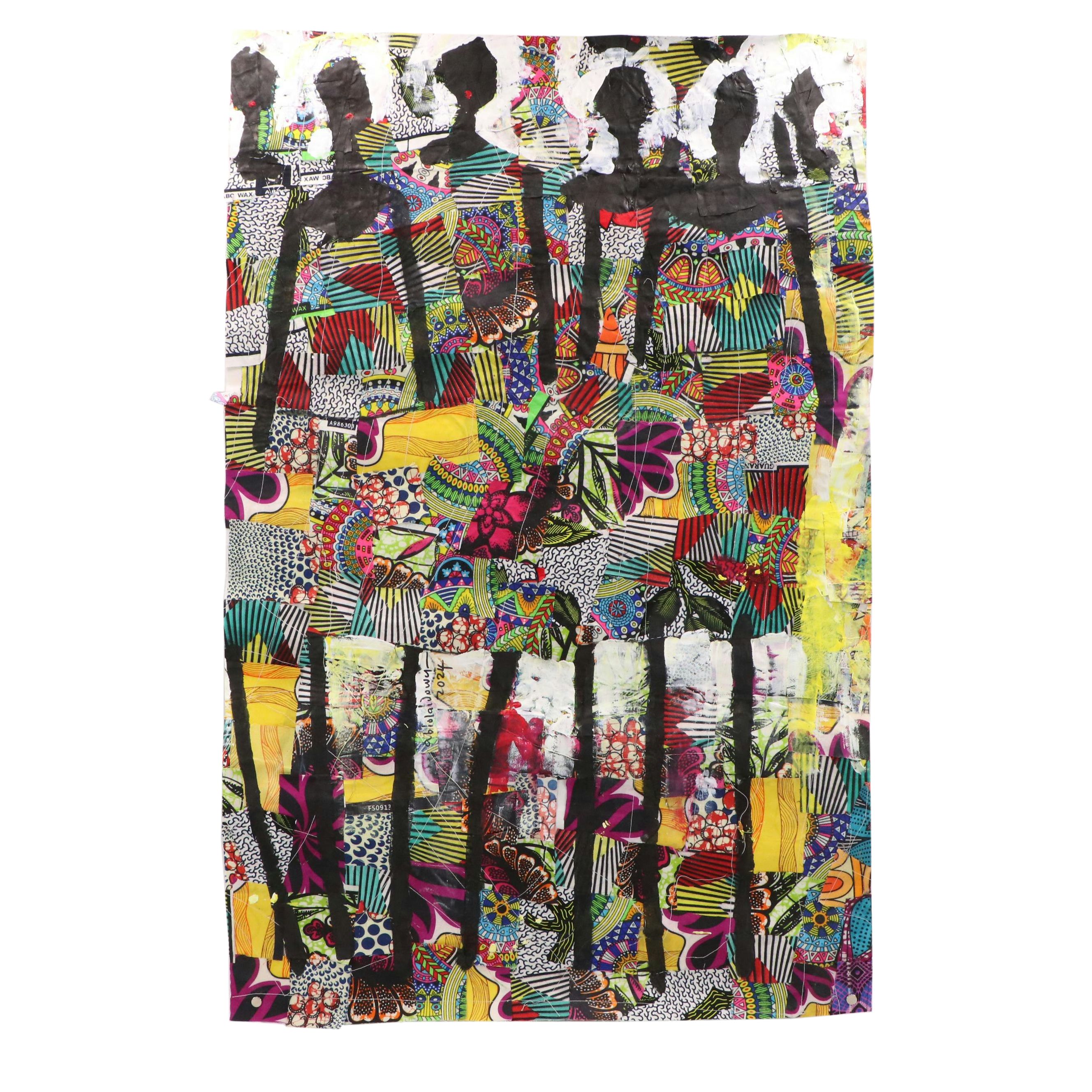 Abiola Idowu Stylized Figural Collage "Community of Love," 2024