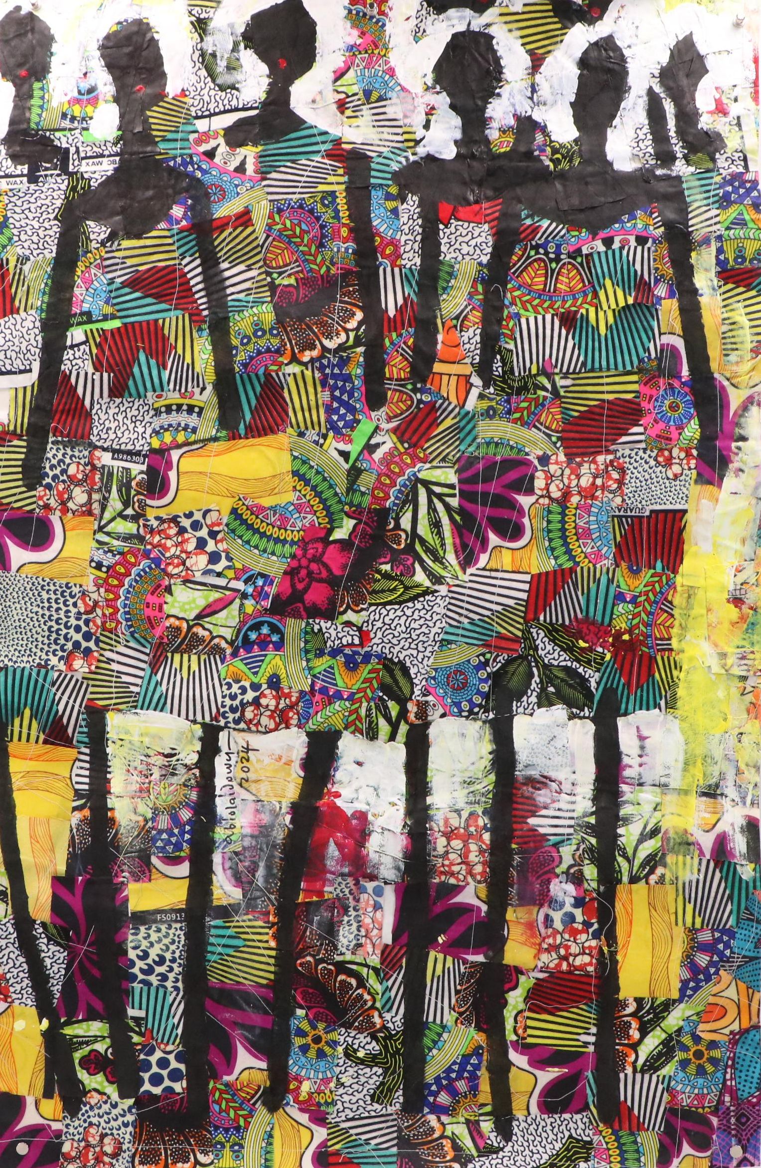 Abiola Idowu Stylized Figural Collage "Community of Love," 2024
