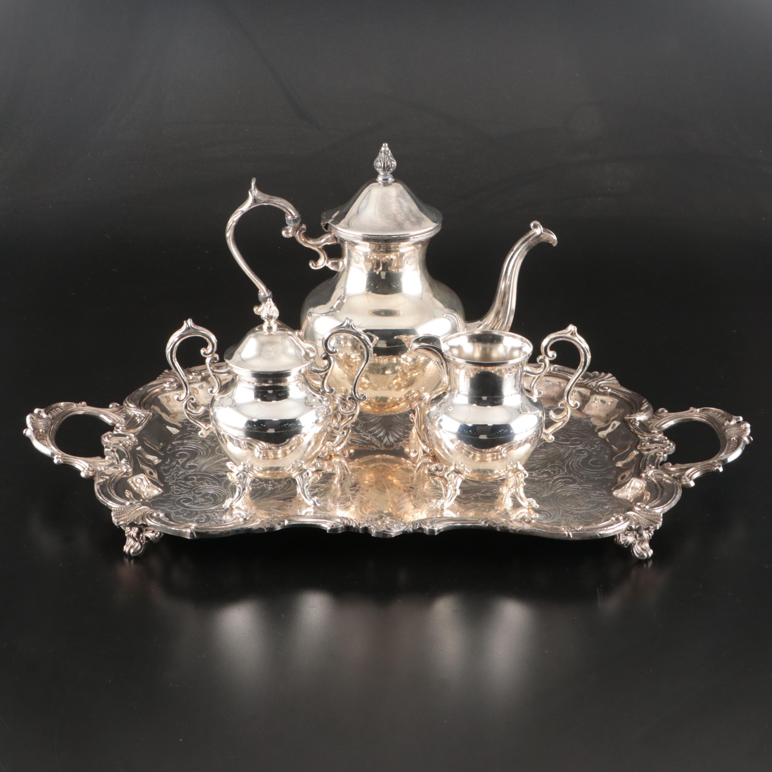 Goldfeder Silver Co. Silver Plate Coffee Service with Serving Tray