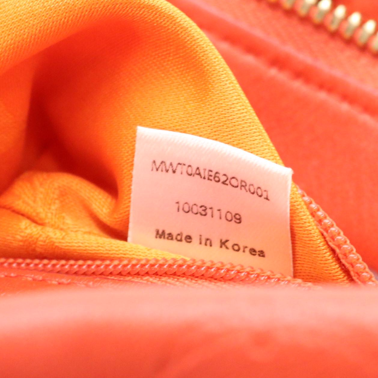 MCM Pleated Two-Way Satchel Bag in Vermilion Logo Embossed Leather