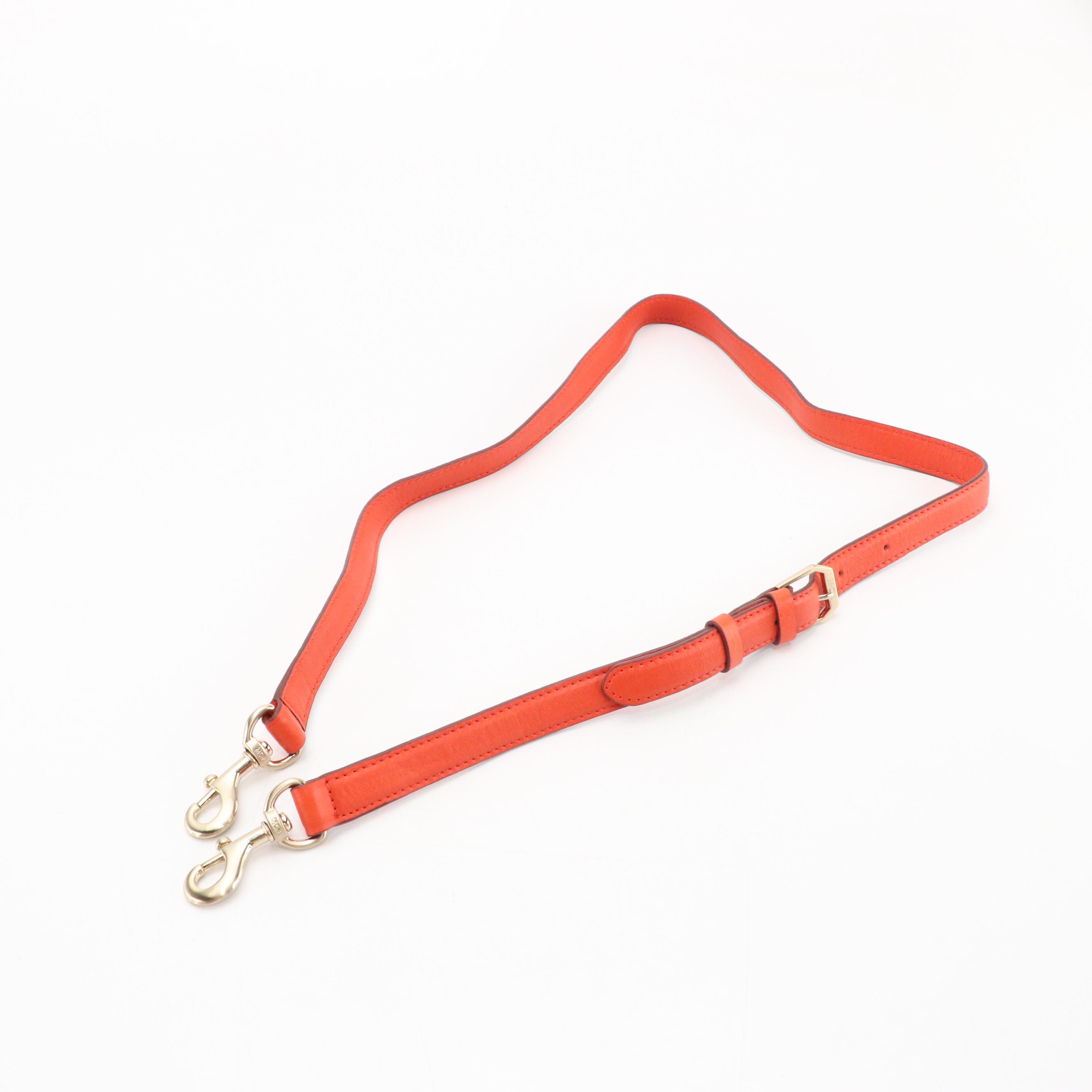 MCM Pleated Two-Way Satchel Bag in Vermilion Logo Embossed Leather