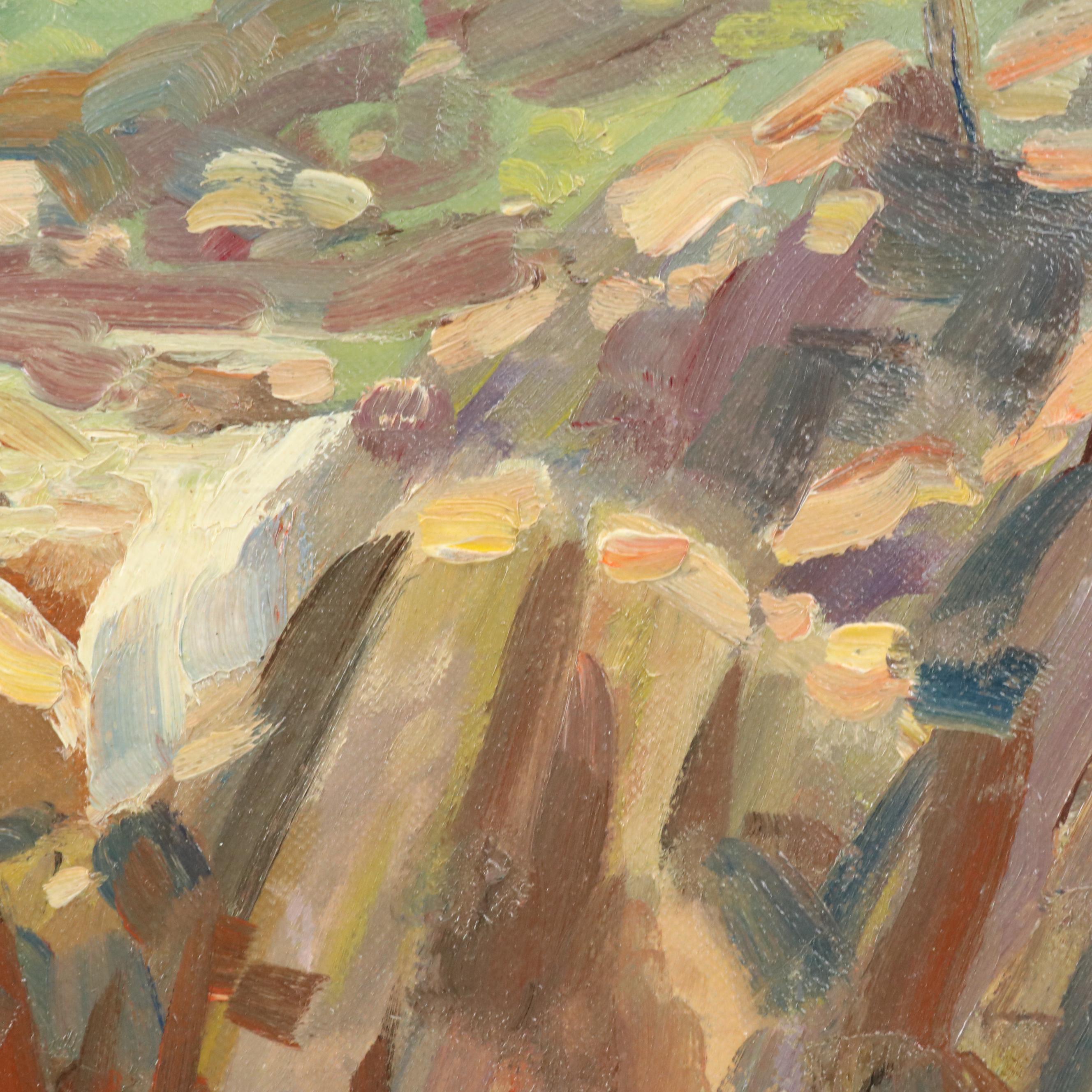 Thomas H. Drennan Landscape Oil on Board of Waterfall, Early to Mid-20th C.