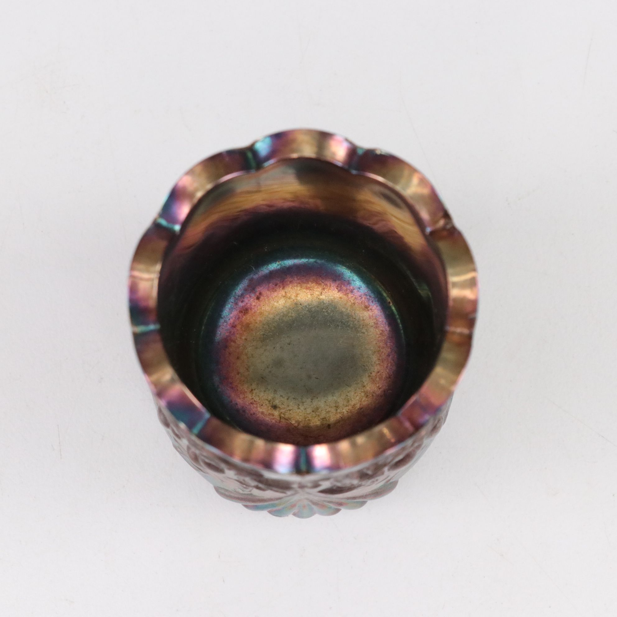 Imperial "Amethyst Smoke" Carnival Glass Bowl, Fenton Boot & Toothpick Holder