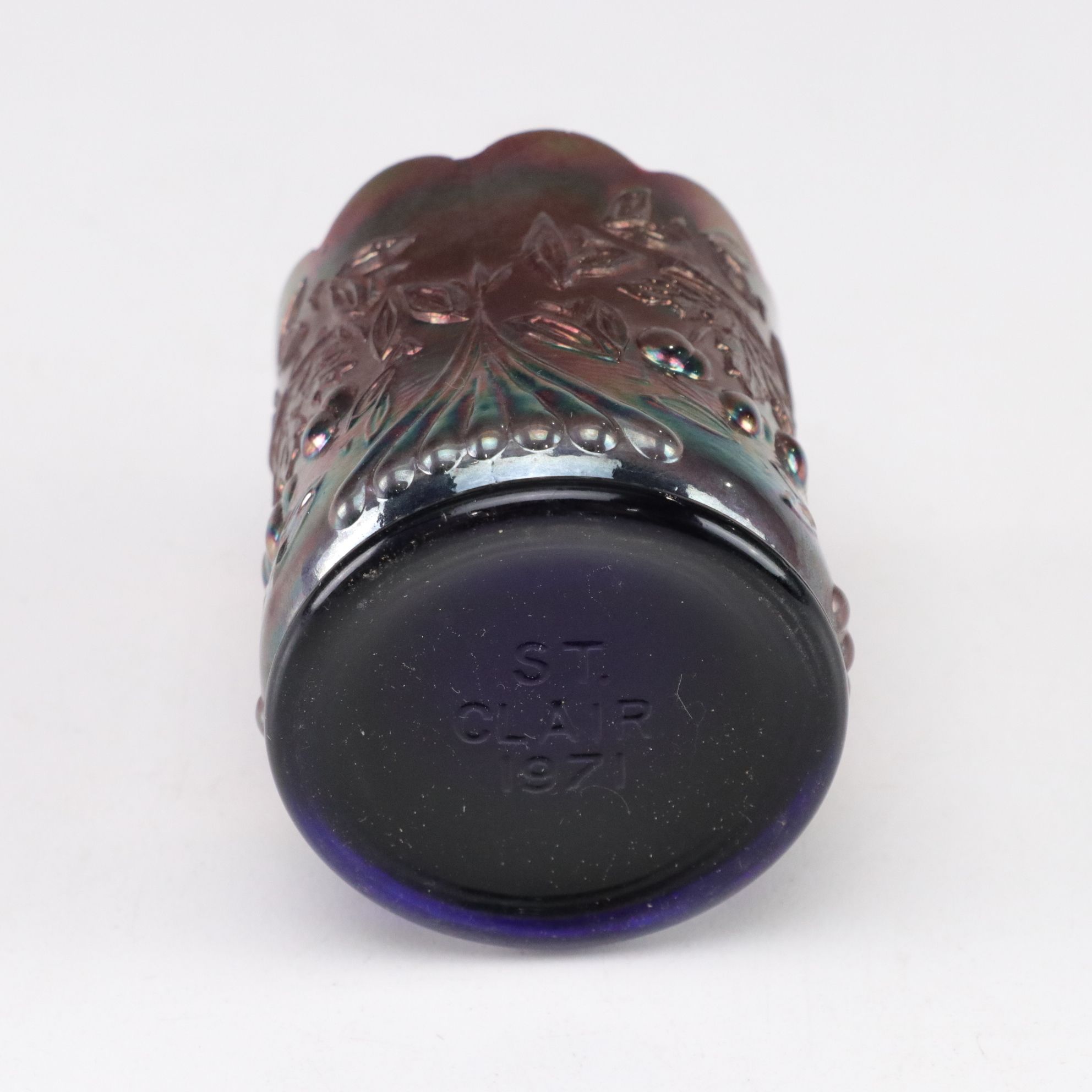 Imperial "Amethyst Smoke" Carnival Glass Bowl, Fenton Boot & Toothpick Holder