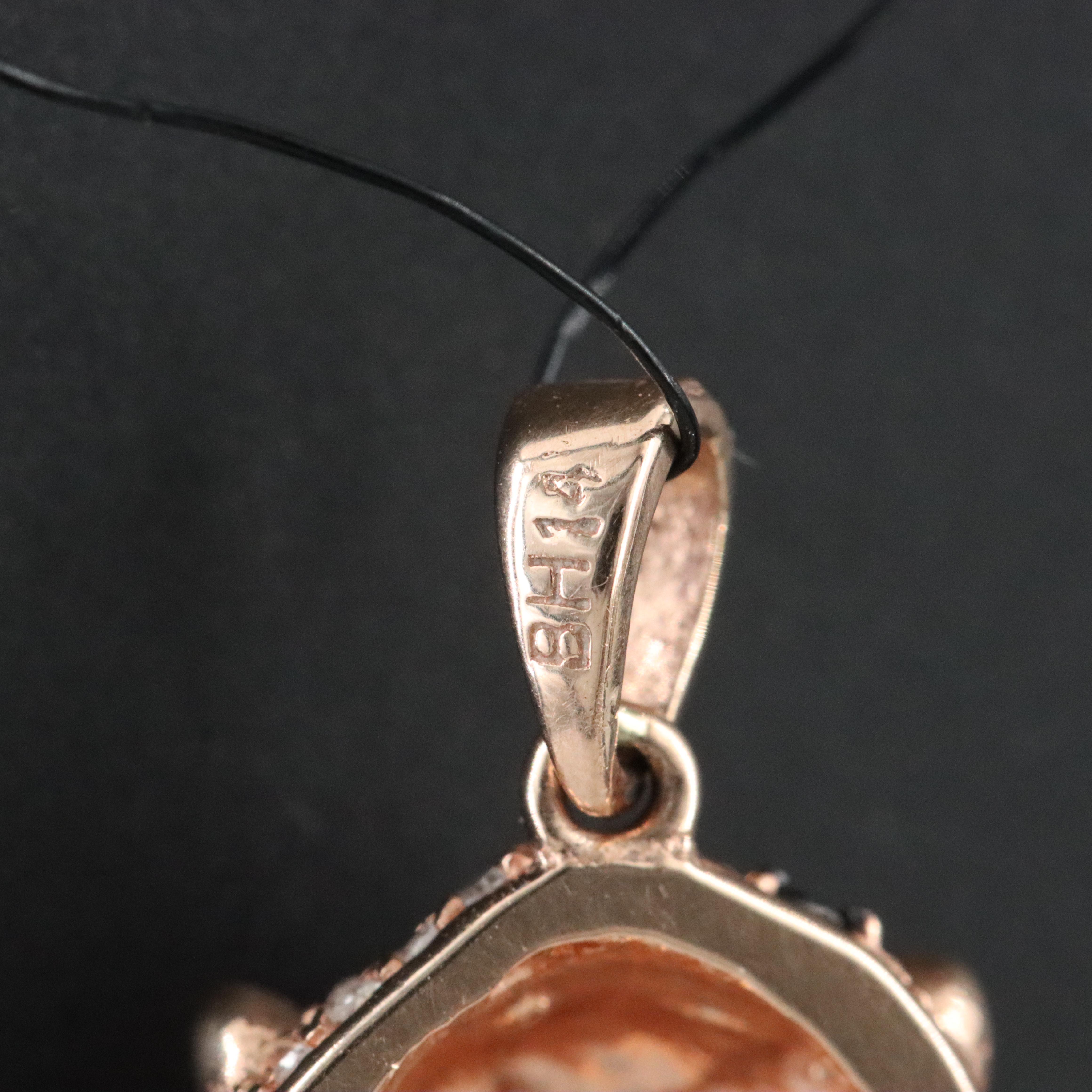 14K Rose Gold 0.75 CTW Diamond and Emerald Panther Pendant Featuring Fancy Black