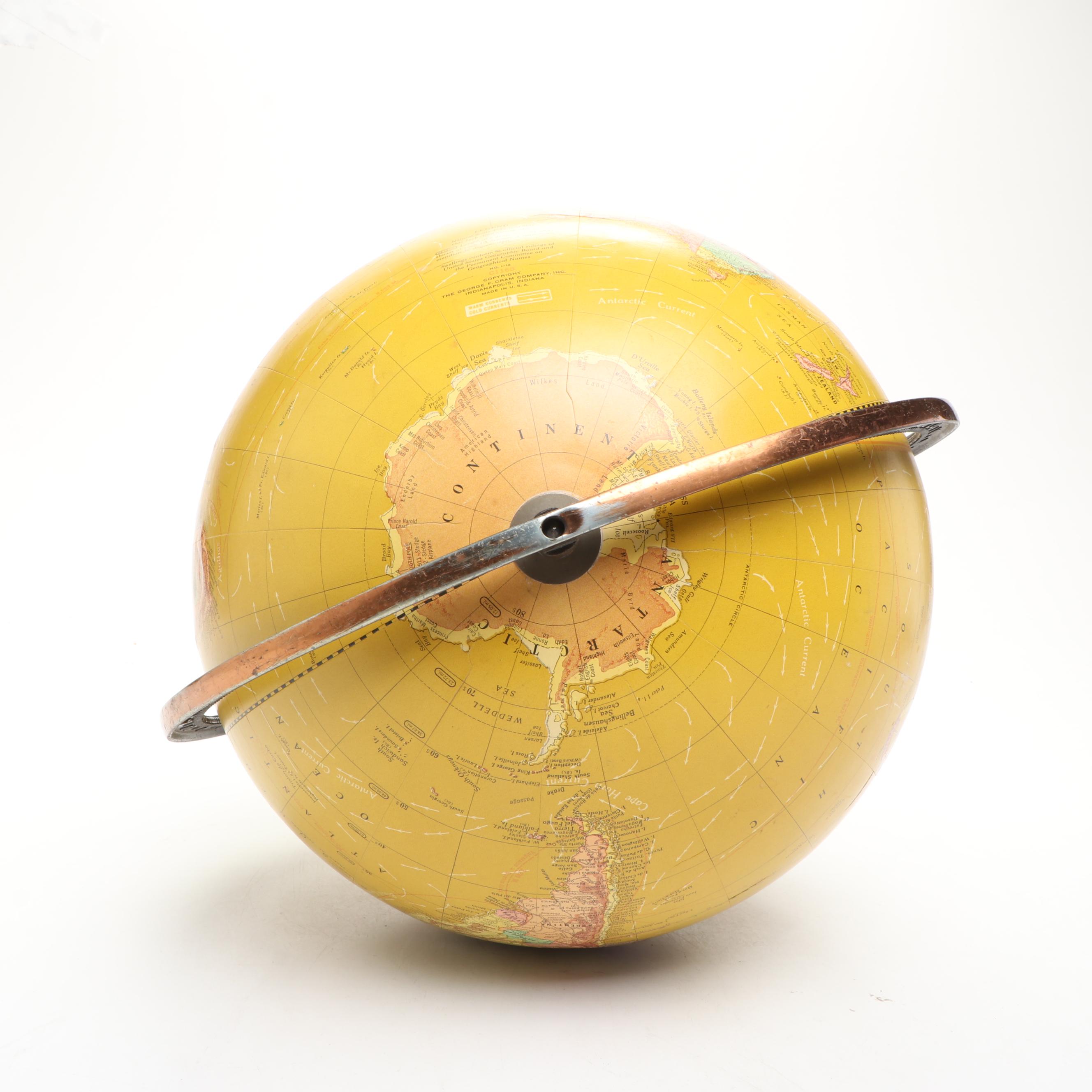 Cram's Imperial World Globe on Double Atlas Figural Wood Stand