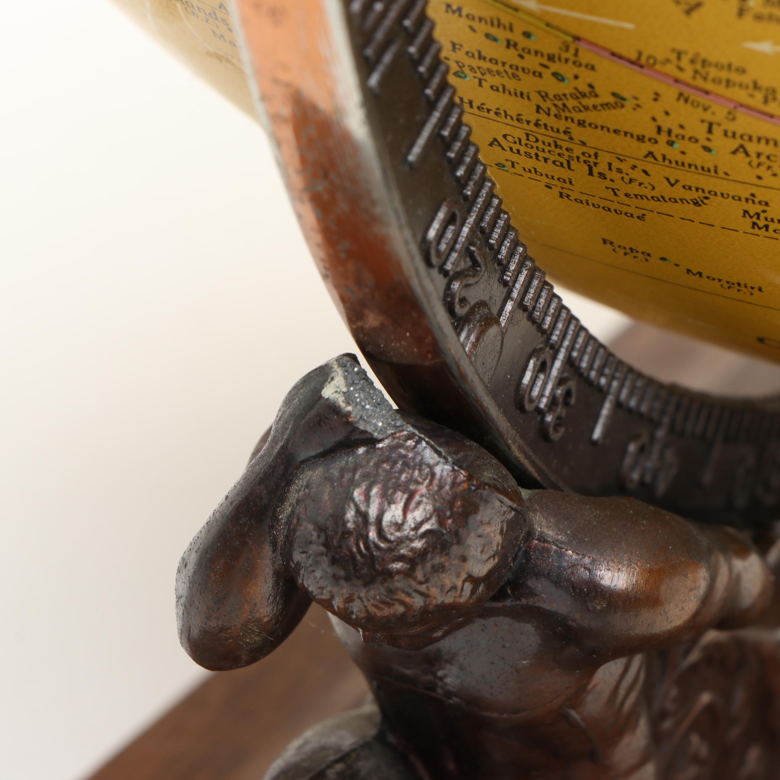 Cram's Imperial World Globe on Double Atlas Figural Wood Stand