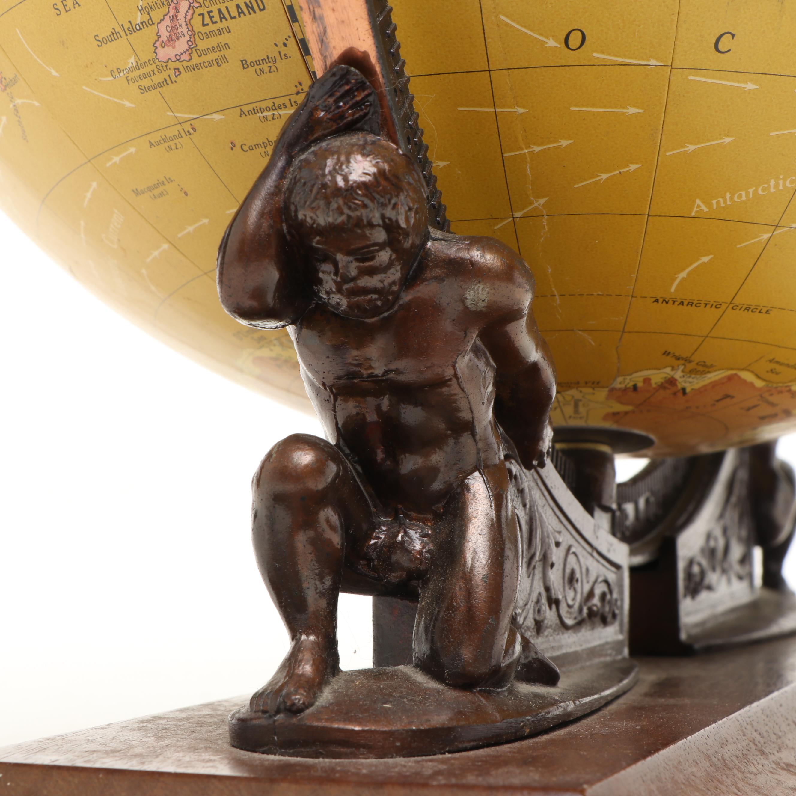 Cram's Imperial World Globe on Double Atlas Figural Wood Stand