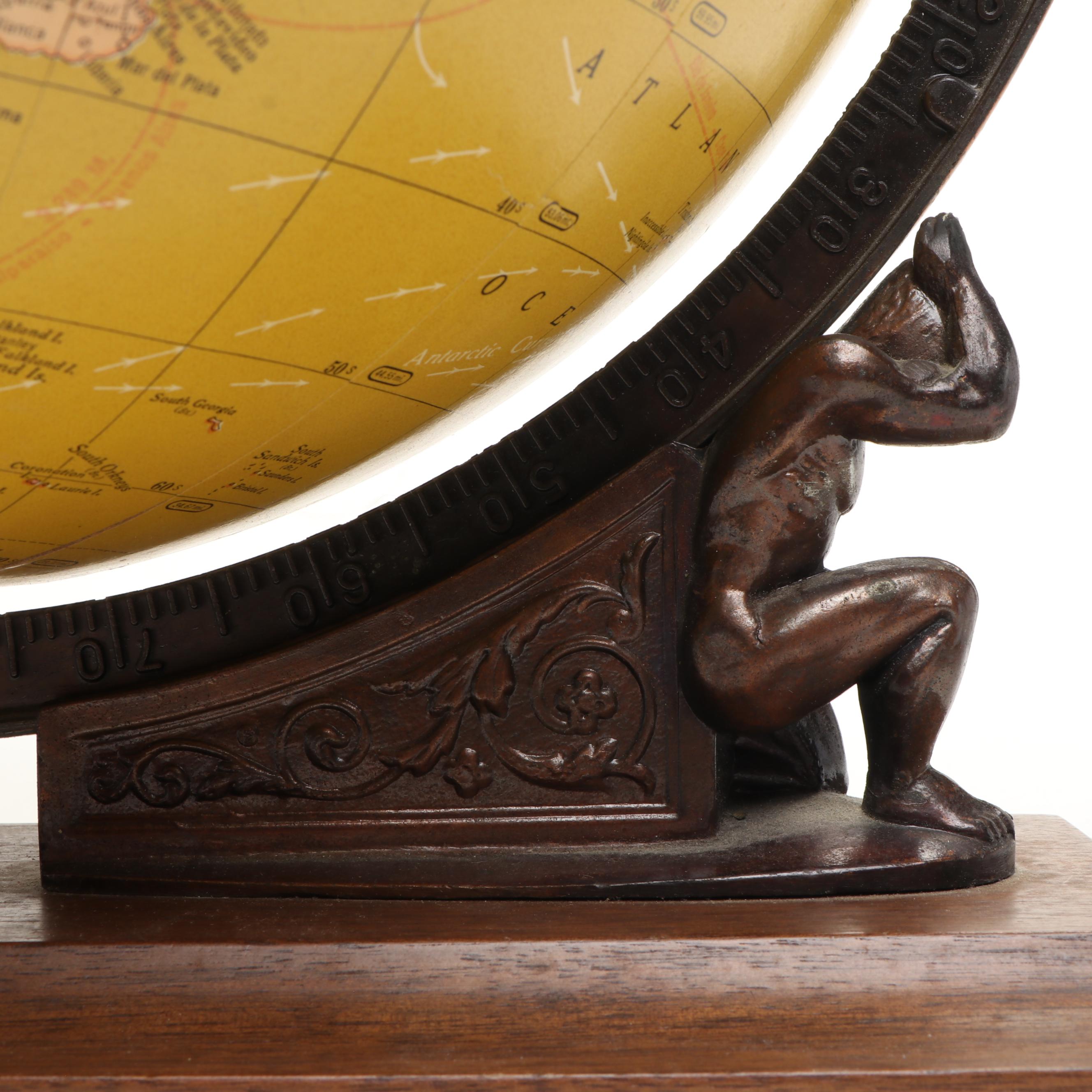 Cram's Imperial World Globe on Double Atlas Figural Wood Stand