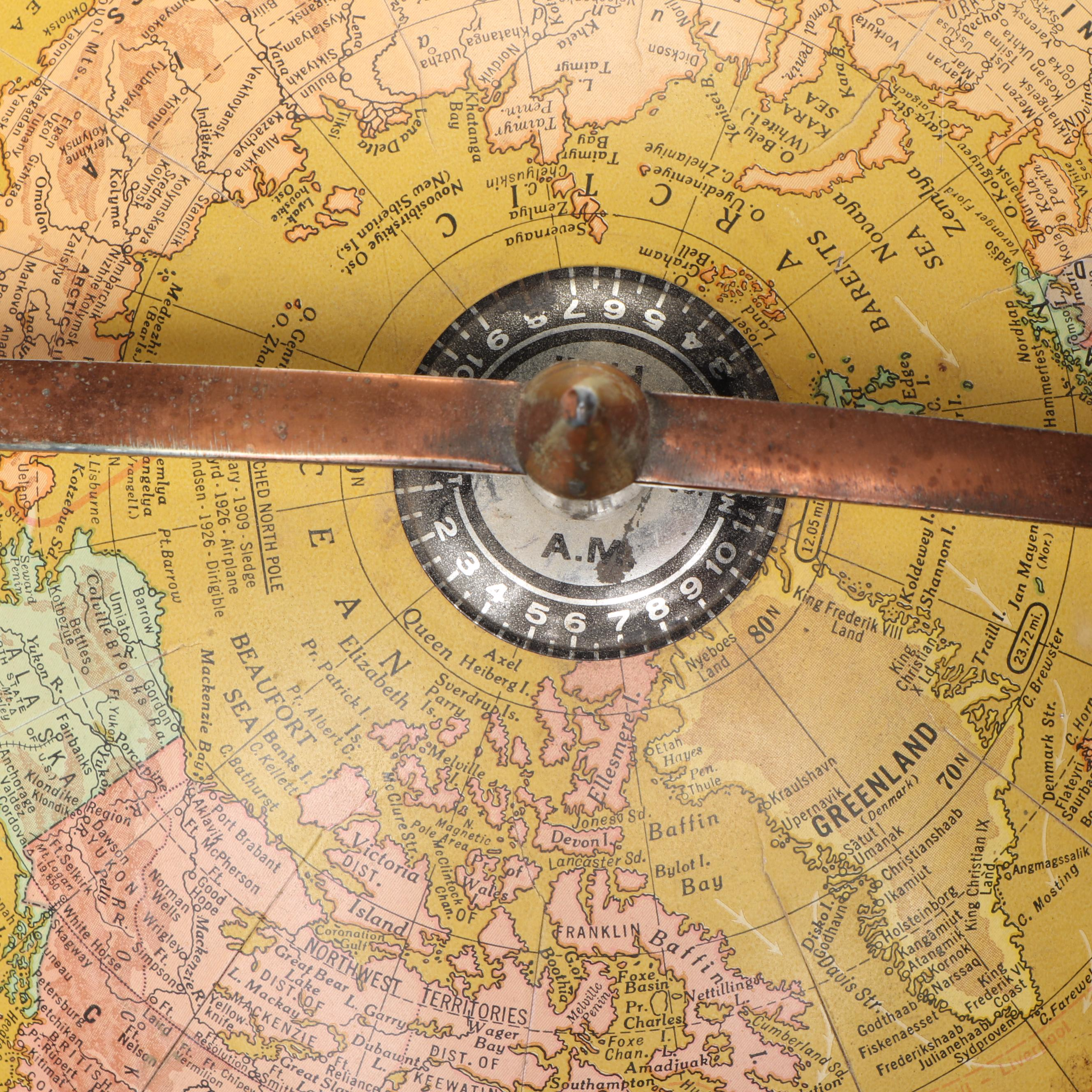 Cram's Imperial World Globe on Double Atlas Figural Wood Stand