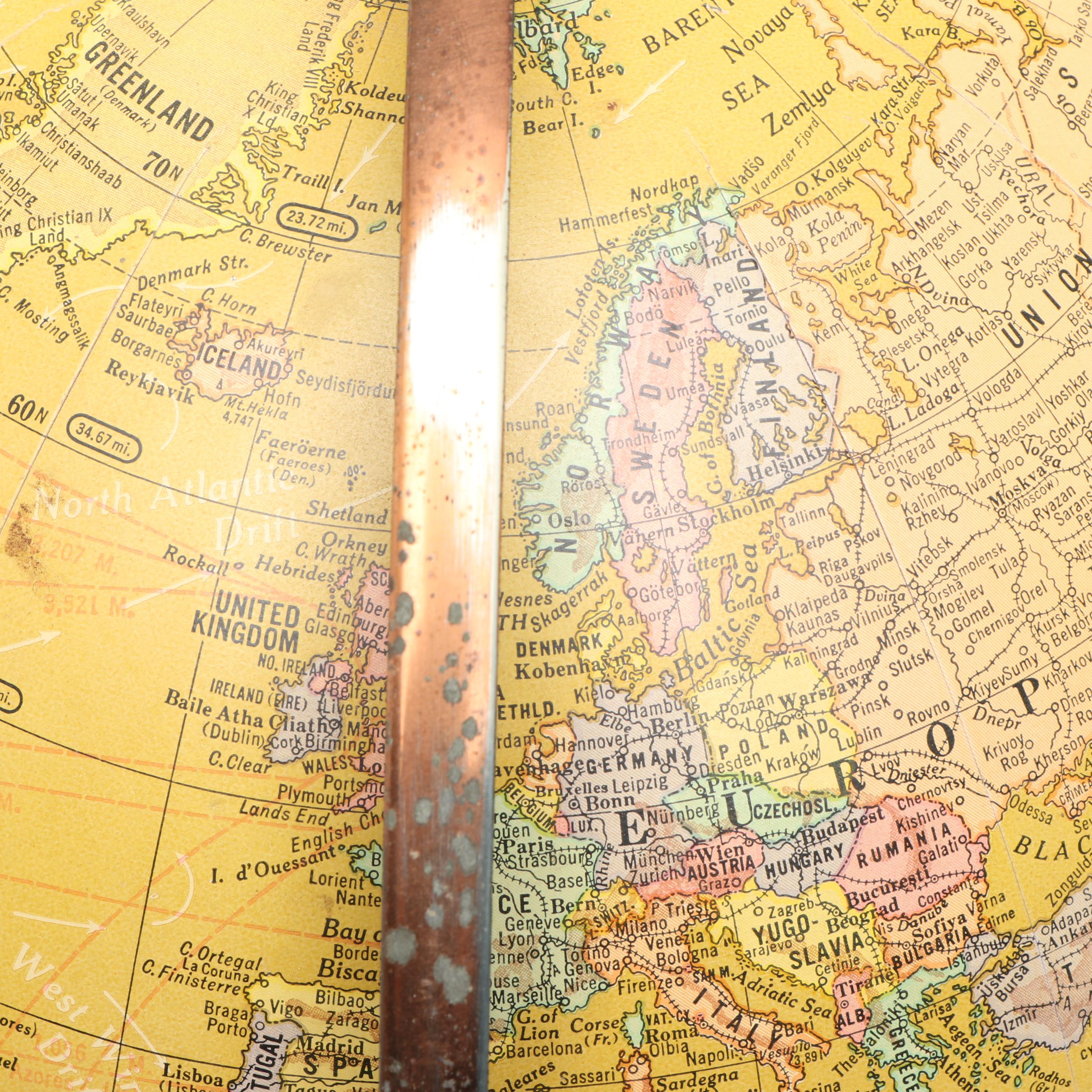 Cram's Imperial World Globe on Double Atlas Figural Wood Stand