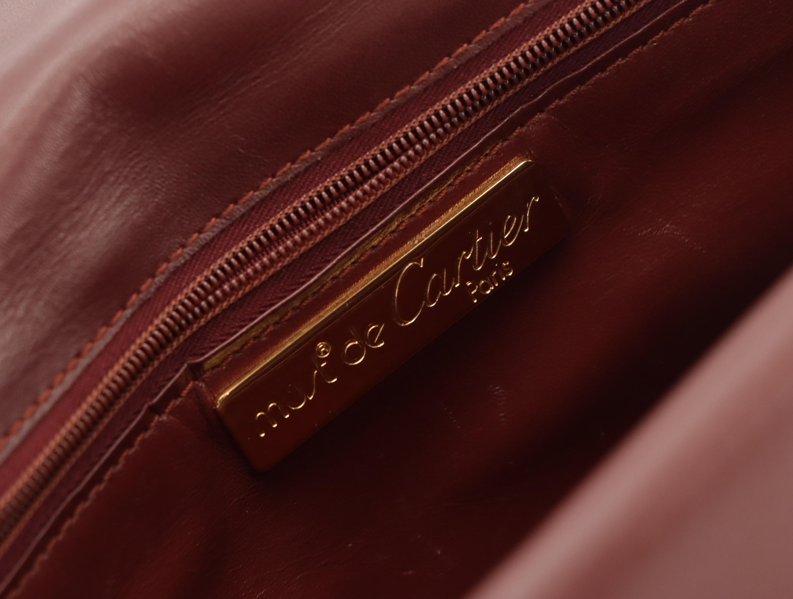 Cartier Must de Cartier Double-Flap Crossbody Bag in Burgundy Leather