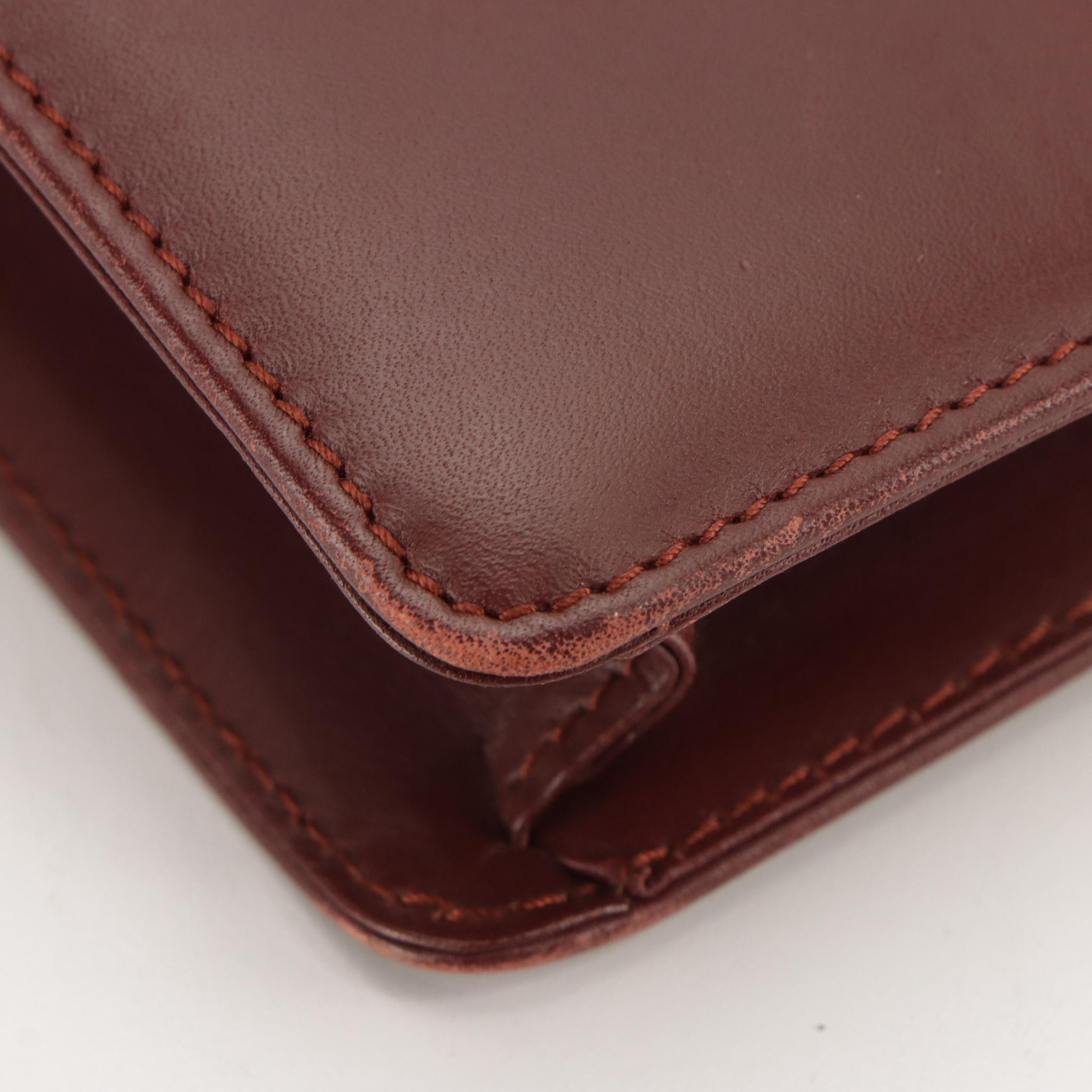 Cartier Must de Cartier Double-Flap Crossbody Bag in Burgundy Leather