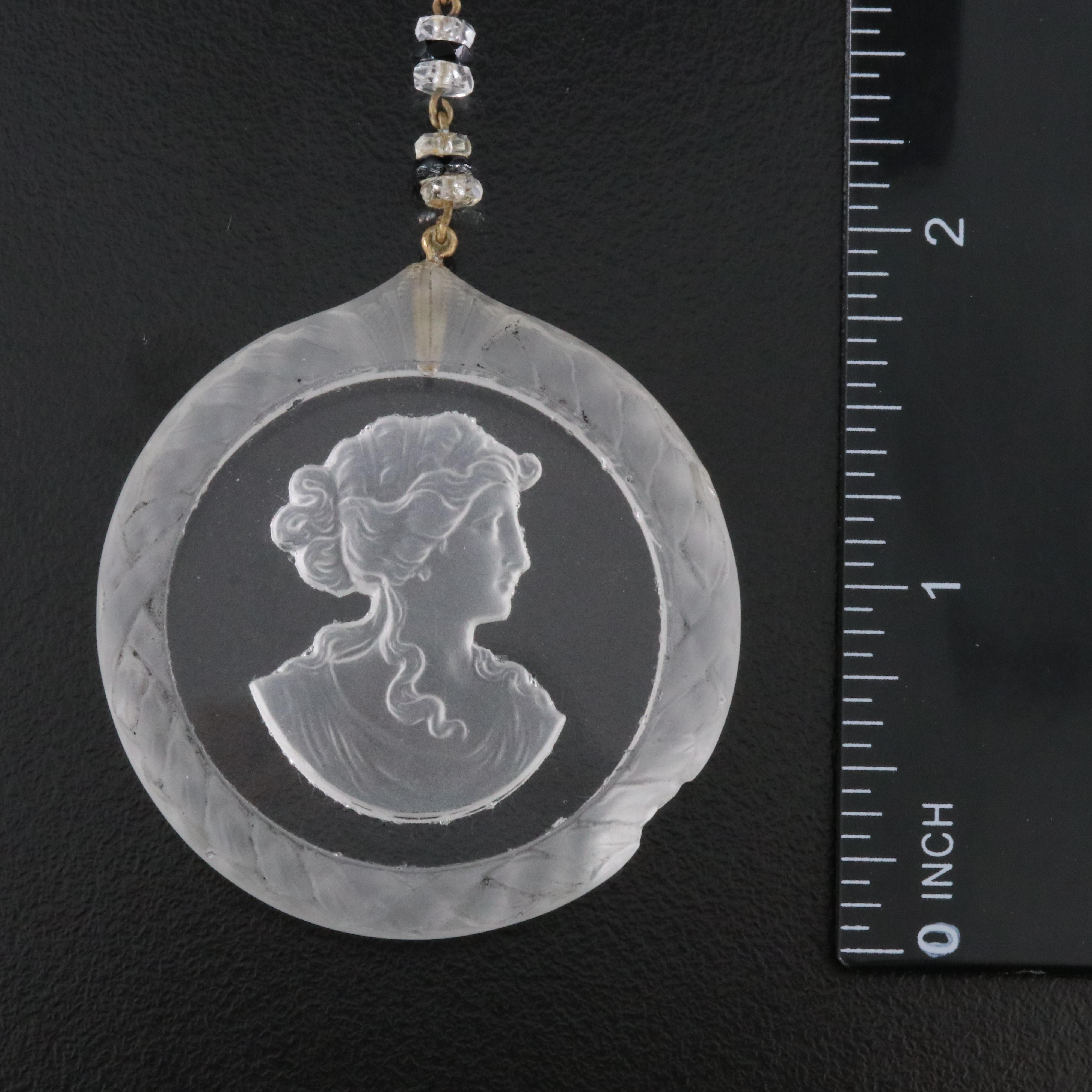 Art Deco Glass Intaglio Necklace