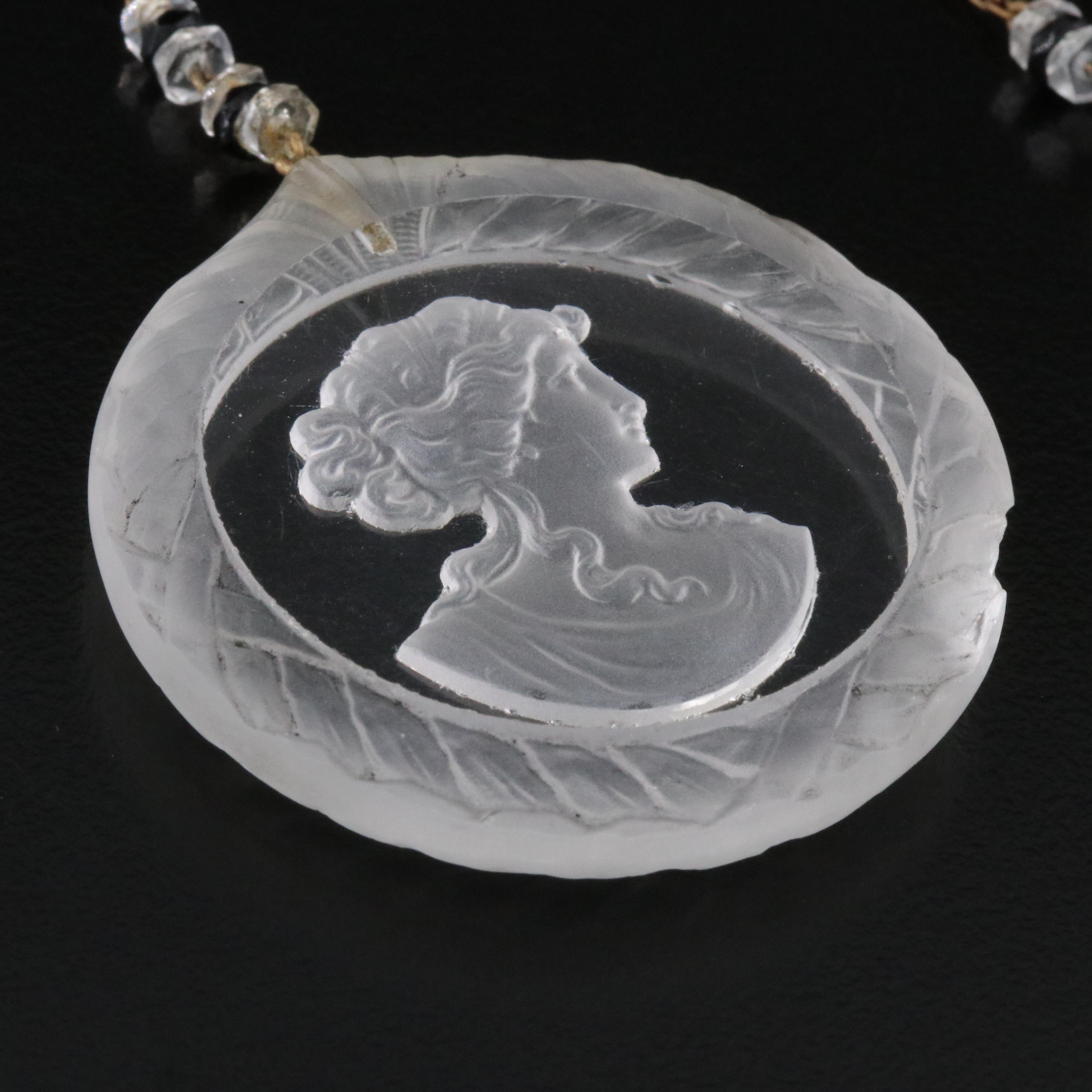 Art Deco Glass Intaglio Necklace