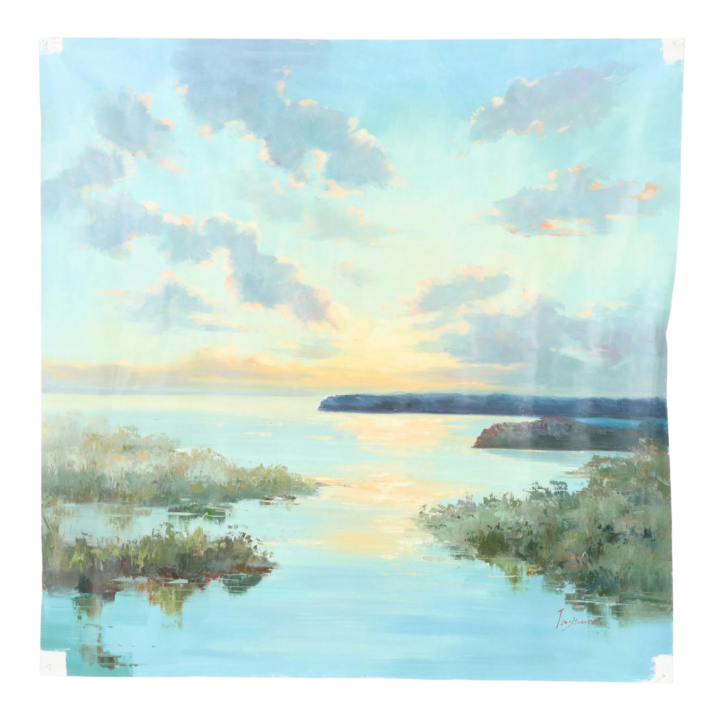 Taysom Lake Landscape Oil Painting, 21st Century