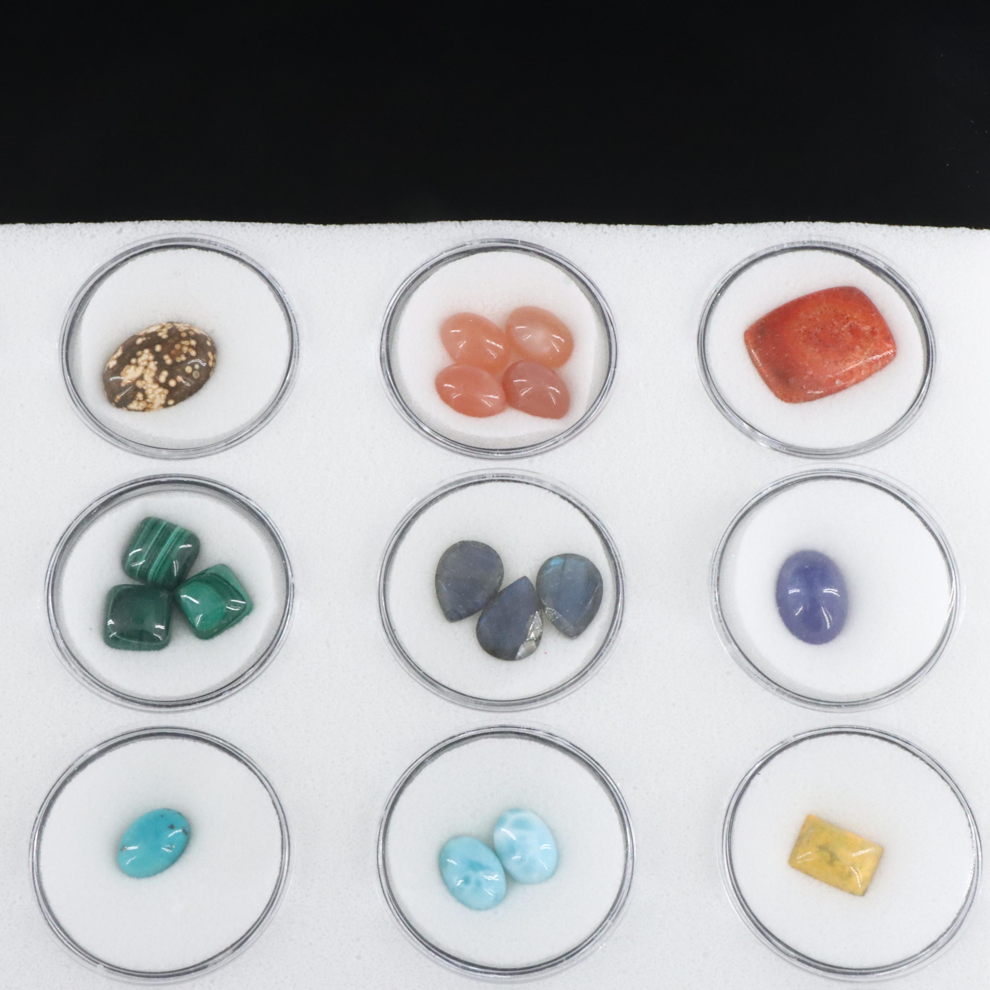 Loose Gemstone Collection Featuring Agate, Abalone and Labradorite