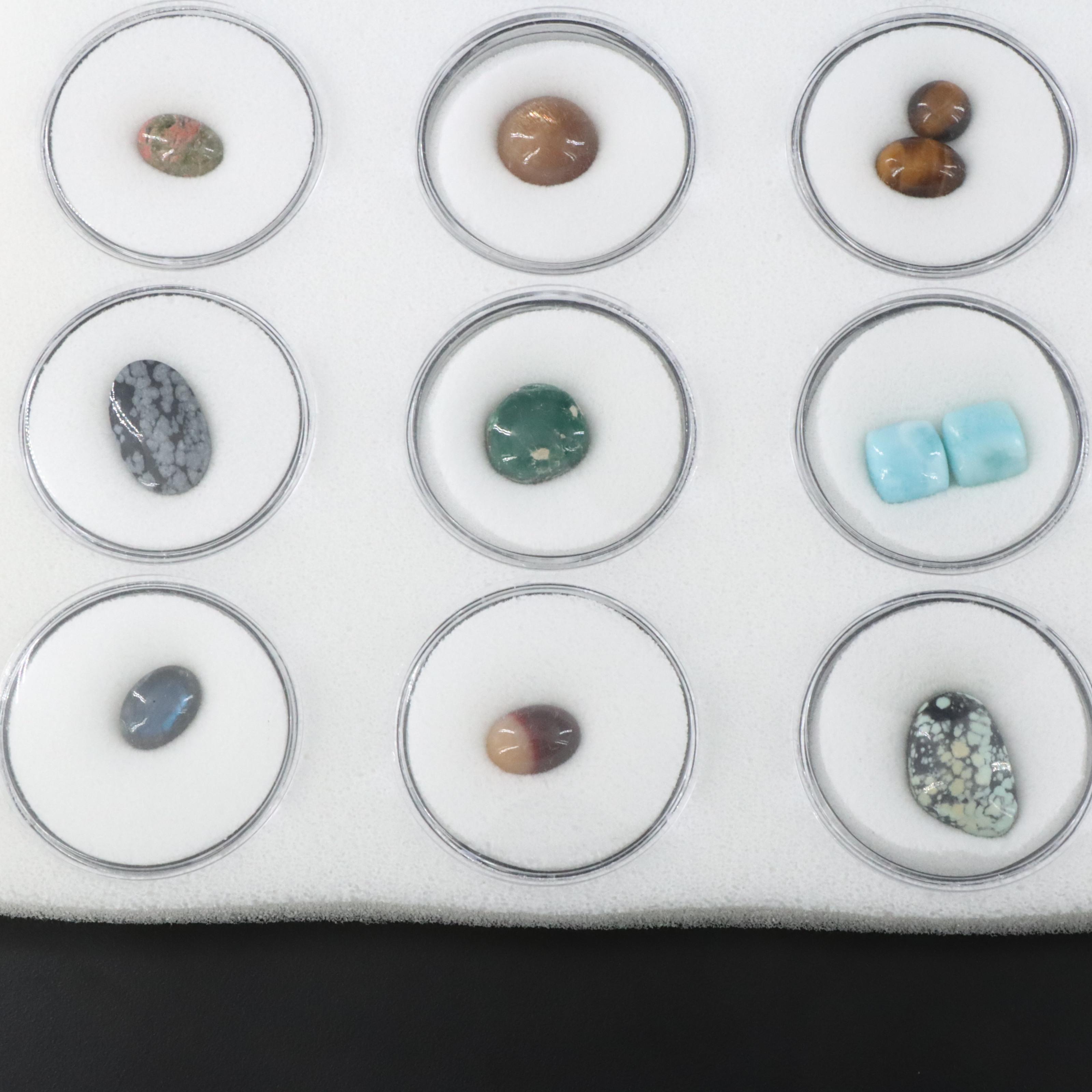 Loose Gemstone Collection Featuring Agate, Abalone and Labradorite