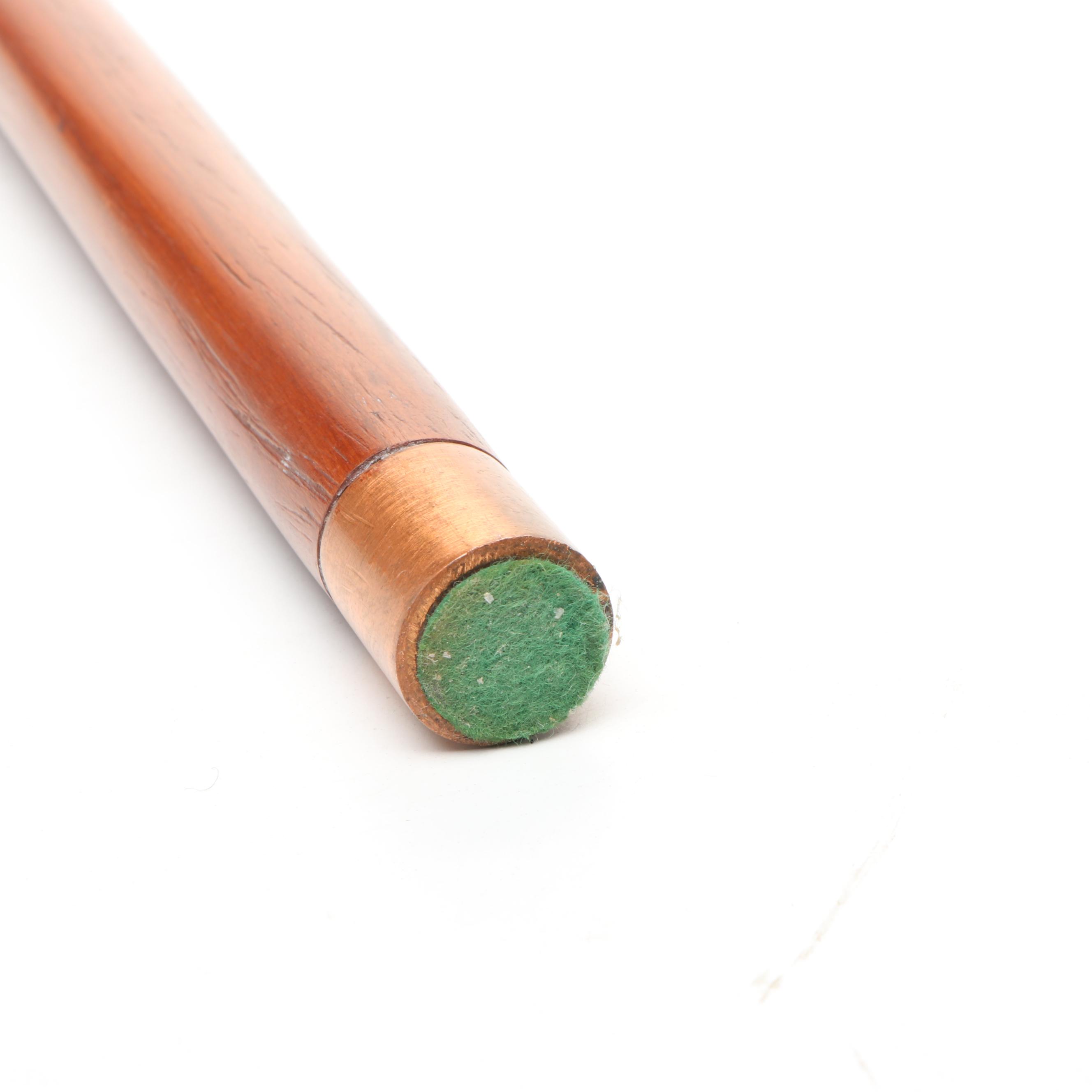 Polished Bone and Metal Derby Handled Wood Cane