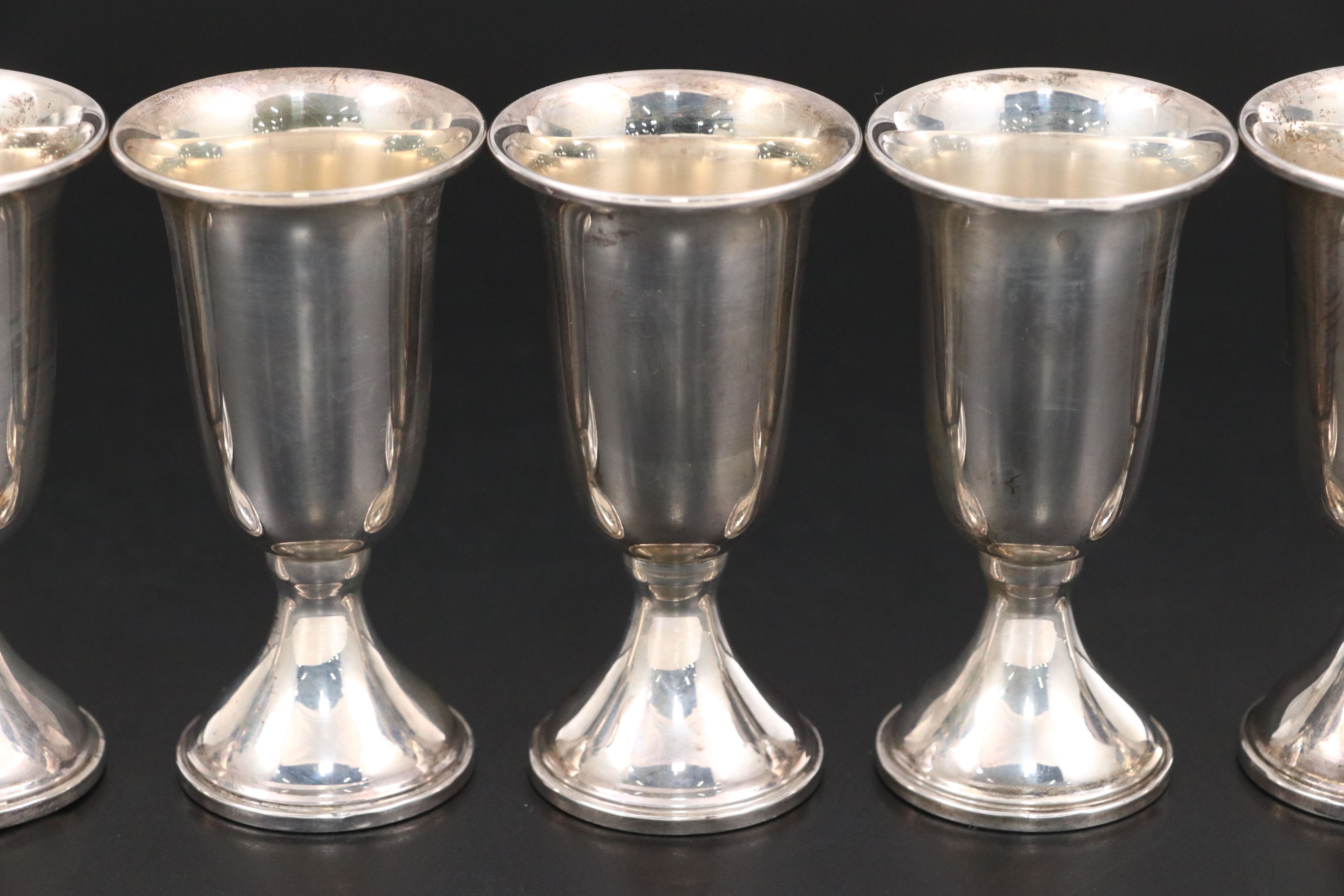 Empire Sterling Silver Weighted Cordial Cups, Mid to Late 20th Century