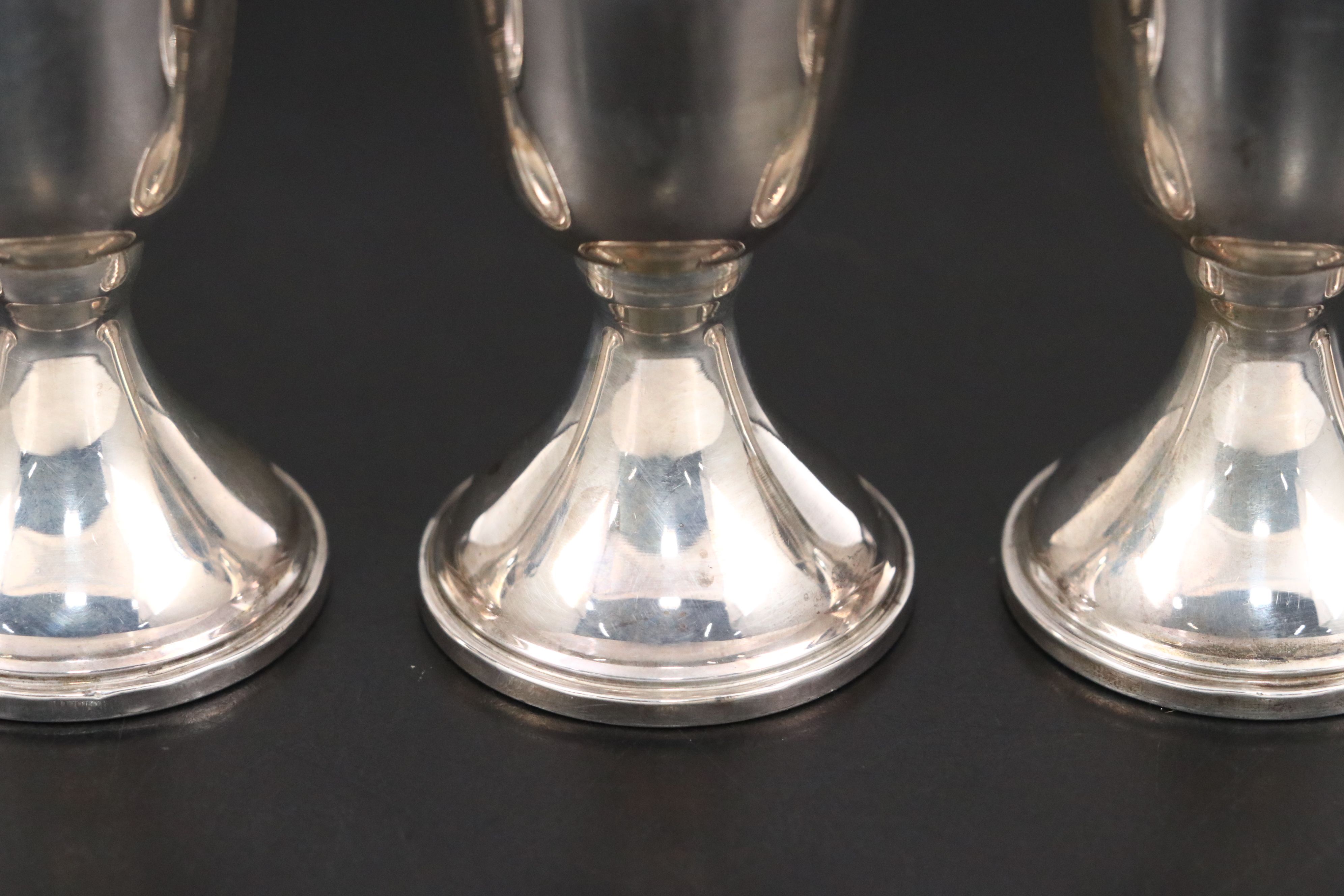 Empire Sterling Silver Weighted Cordial Cups, Mid to Late 20th Century