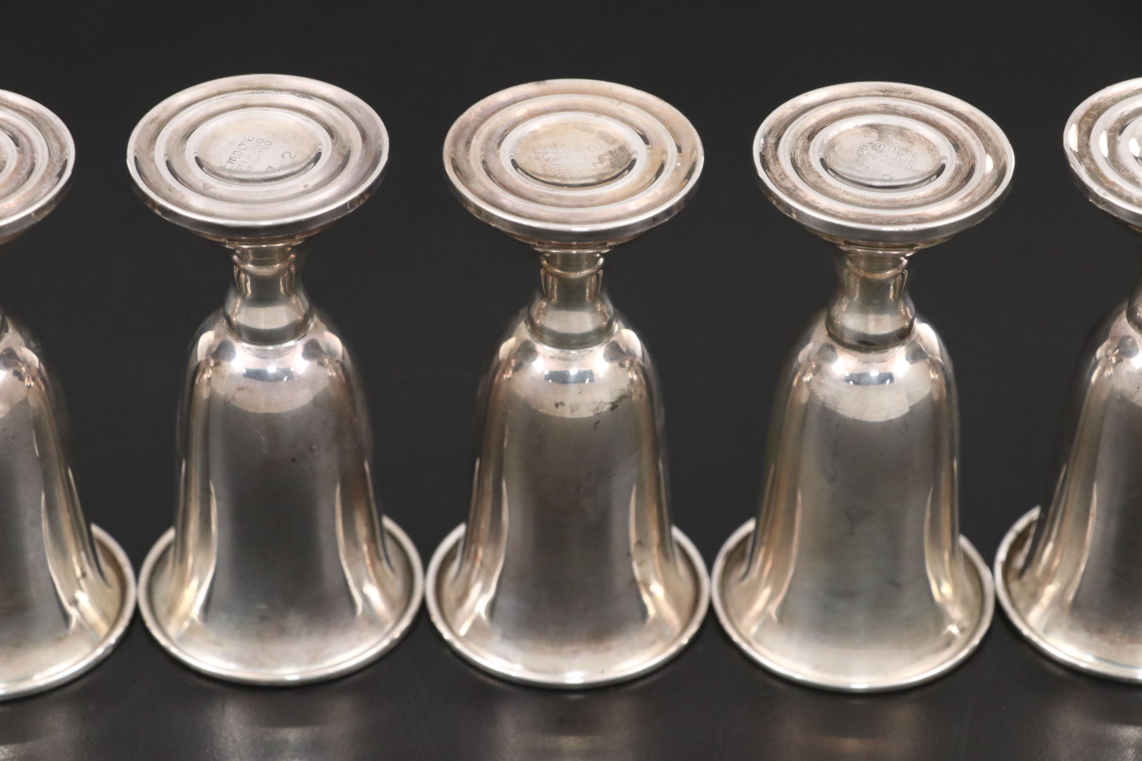 Empire Sterling Silver Weighted Cordial Cups, Mid to Late 20th Century