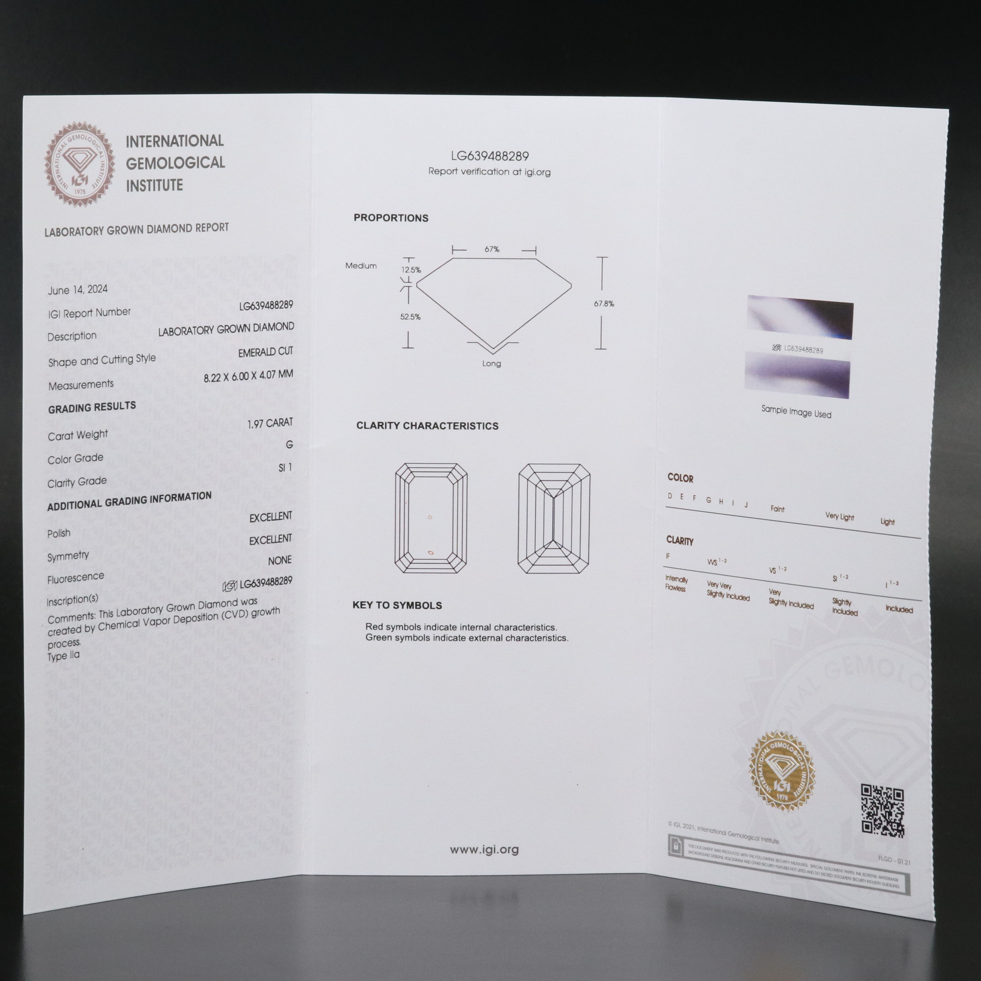 Loose 1.97 CT Lab Grown Diamond with IGI Report