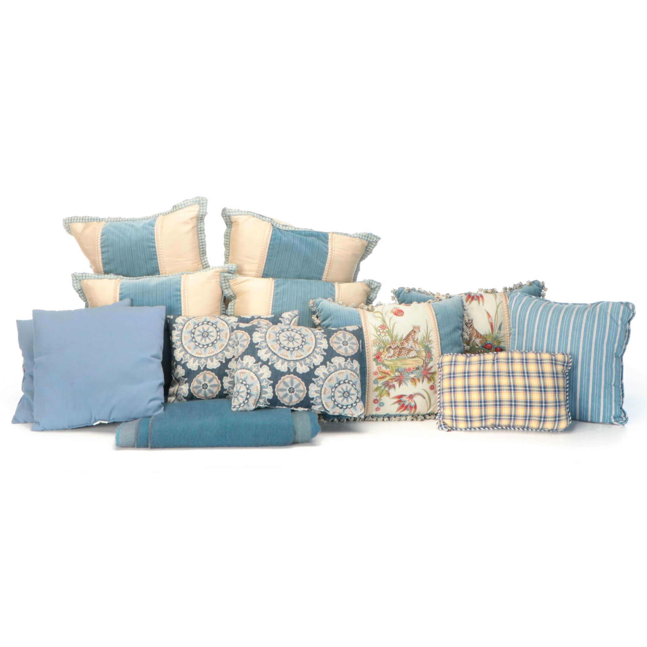 Blue Accent Pillow Collection with Ecuadorian Alpaca Blend Blanket