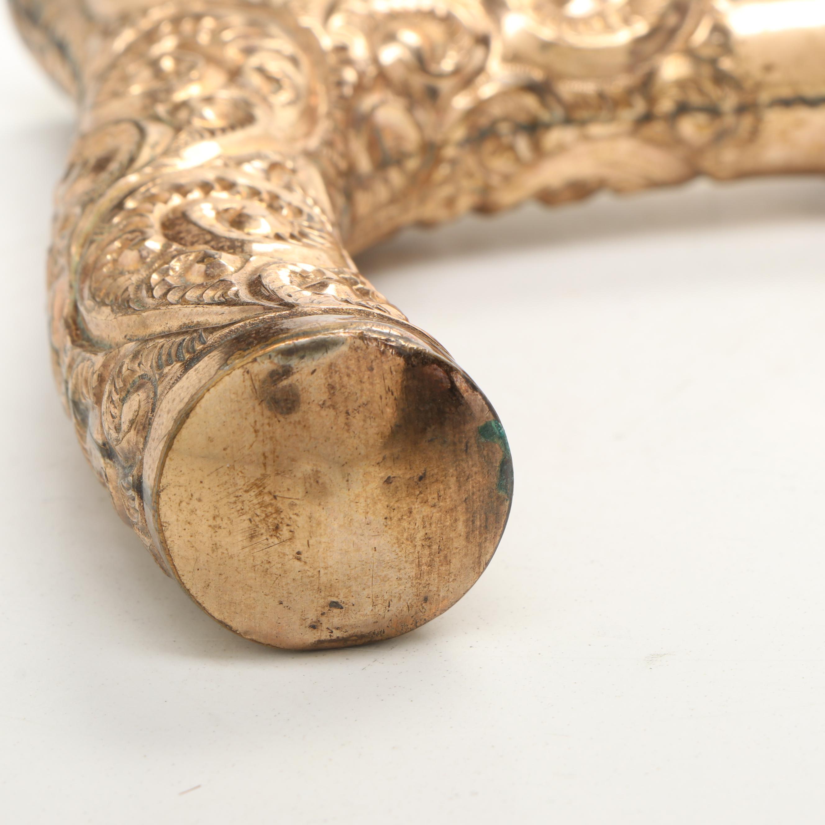 Embossed Metal Derby Handled Derby Cane, Early 20th Century