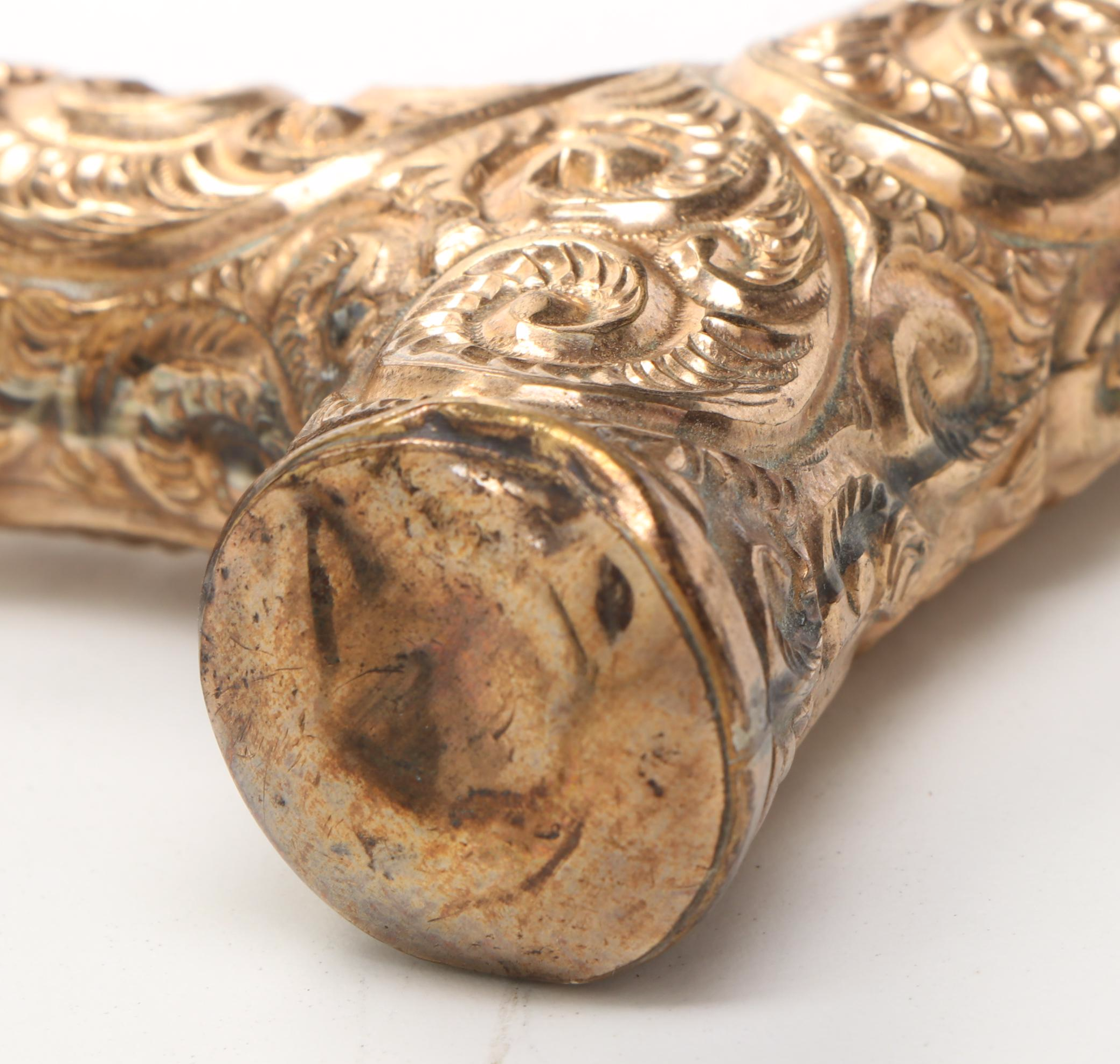 Embossed Metal Derby Handled Derby Cane, Early 20th Century