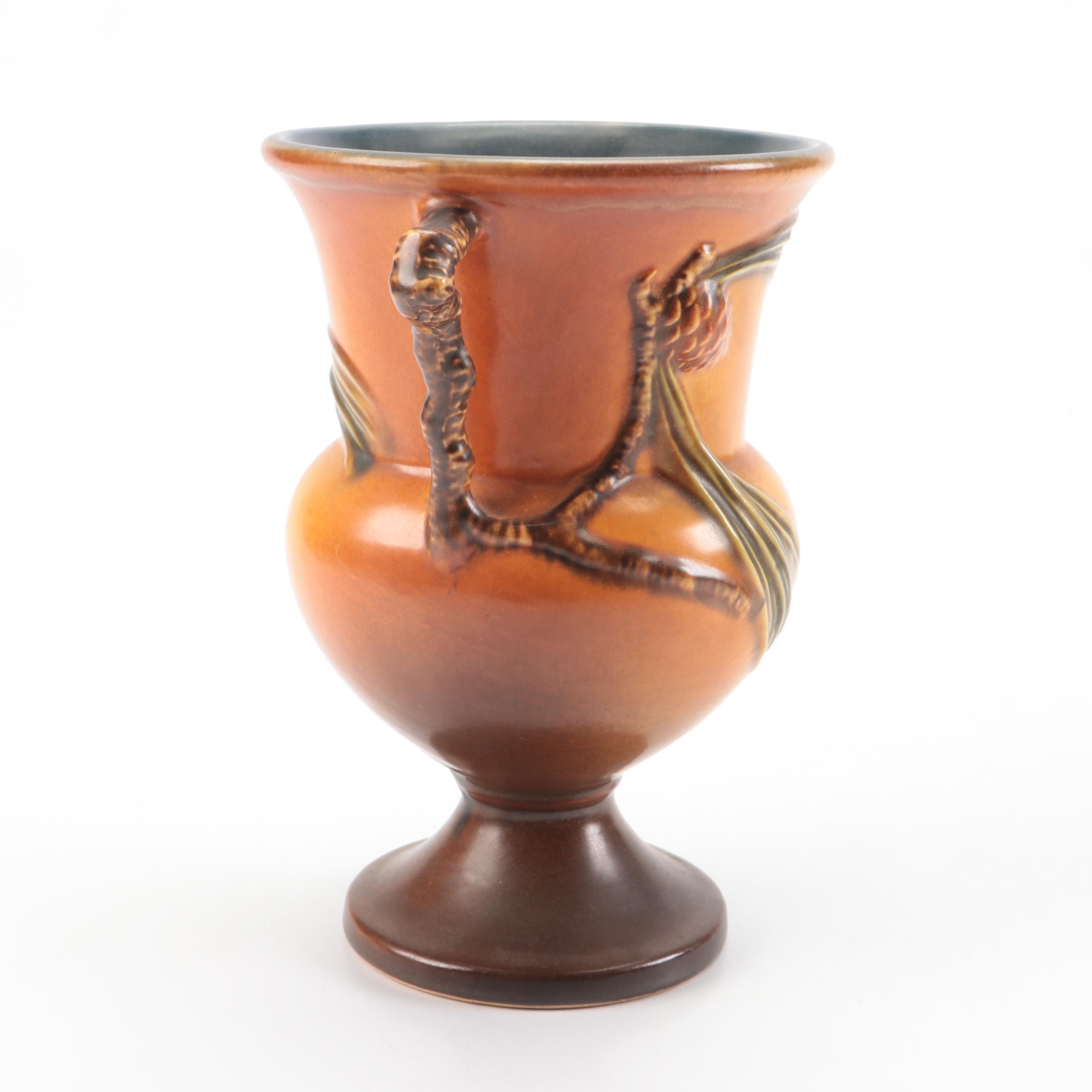 Roseville Pottery "Pine Cone" Ceramic Amphora Vase, Early to Mid-20th Century