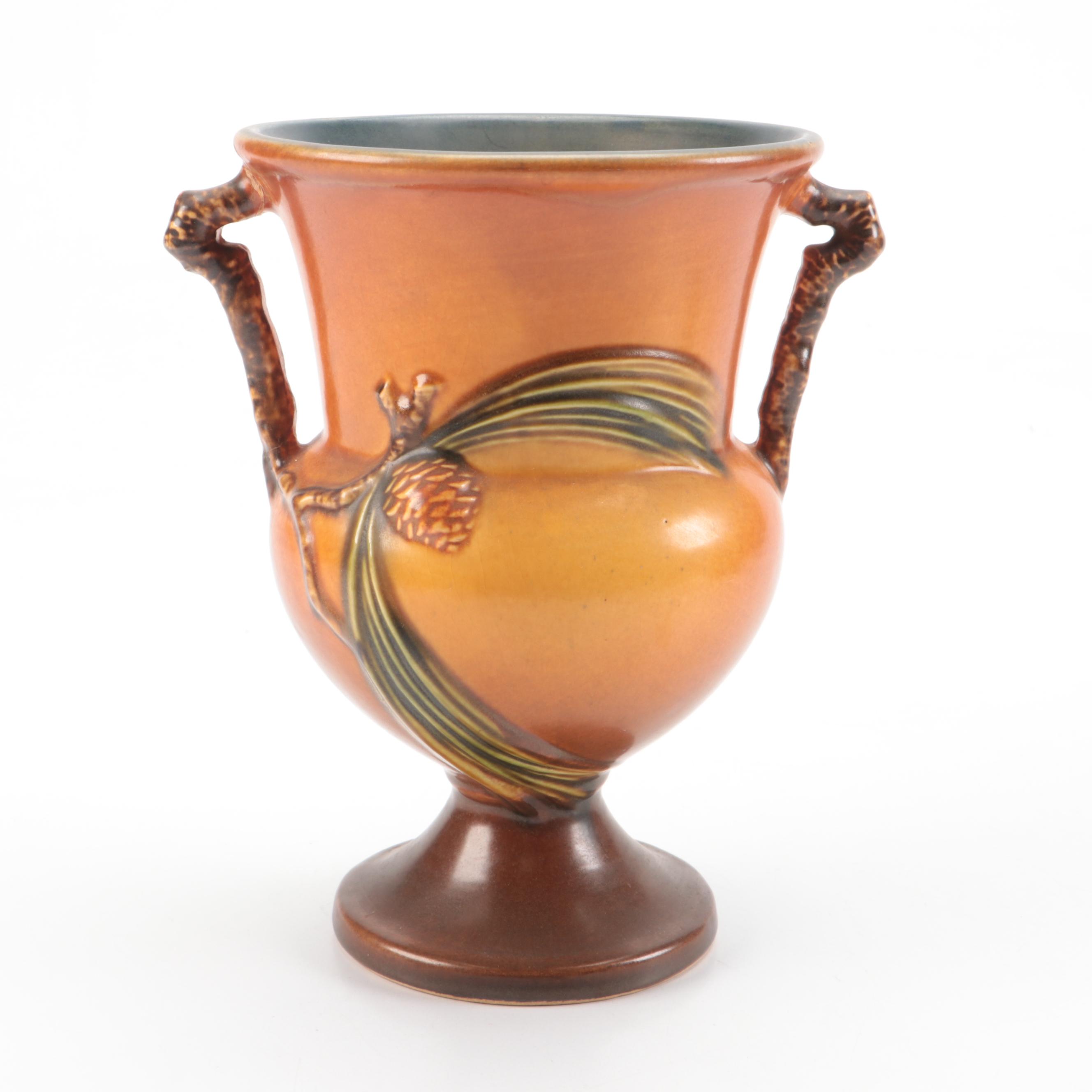 Roseville Pottery "Pine Cone" Ceramic Amphora Vase, Early to Mid-20th Century