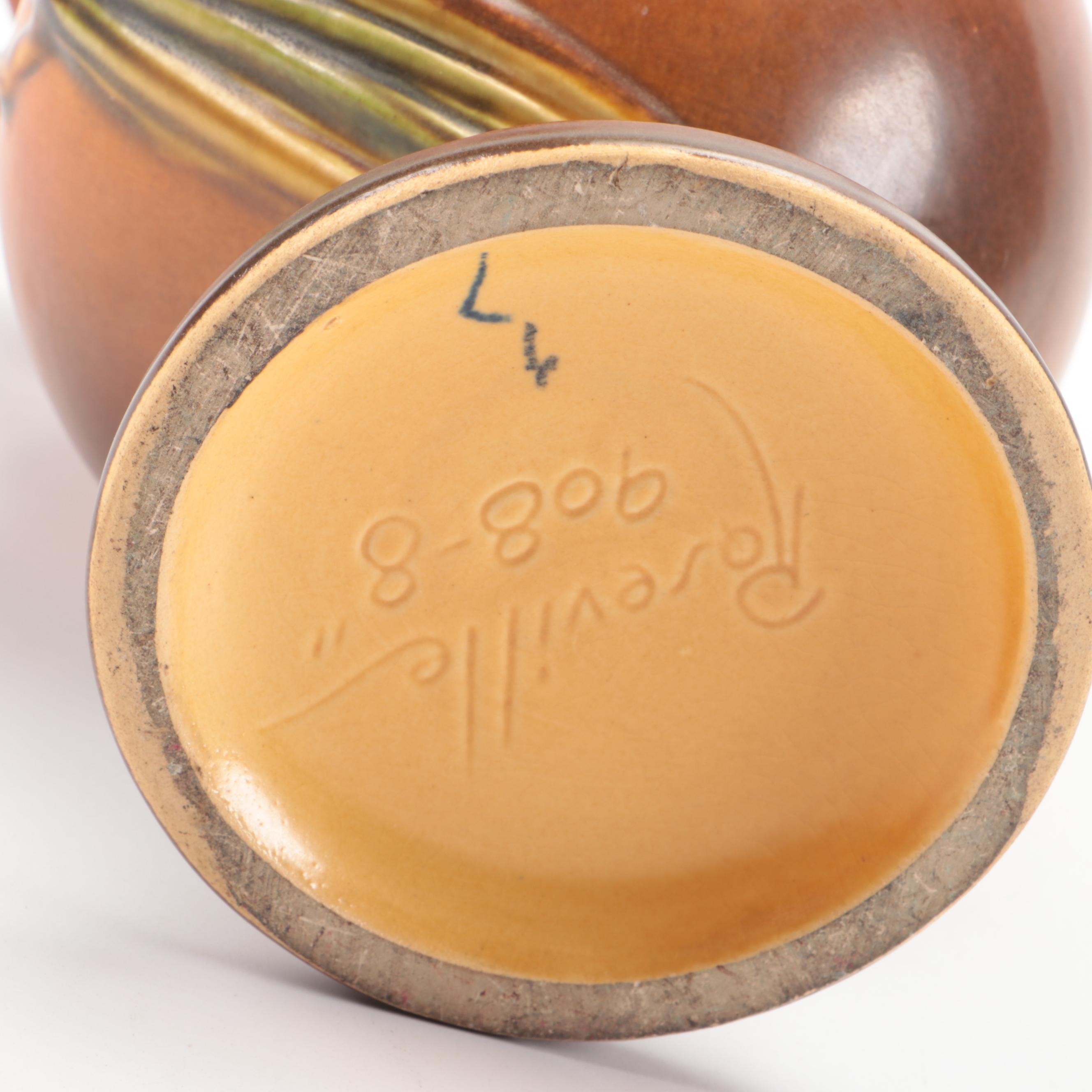 Roseville Pottery "Pine Cone" Ceramic Amphora Vase, Early to Mid-20th Century