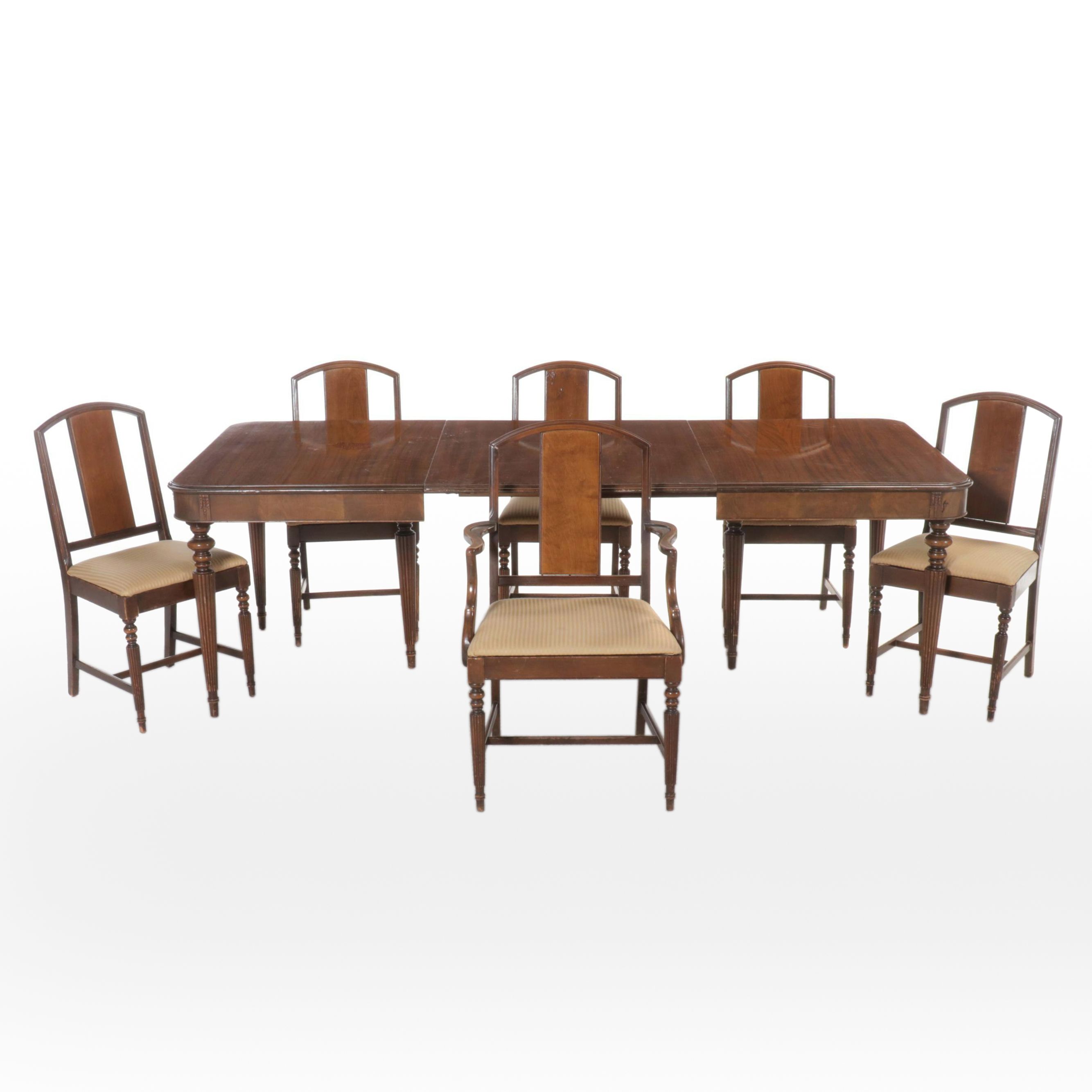 Hepplewhite Style Seven Piece Walnut Dining Set