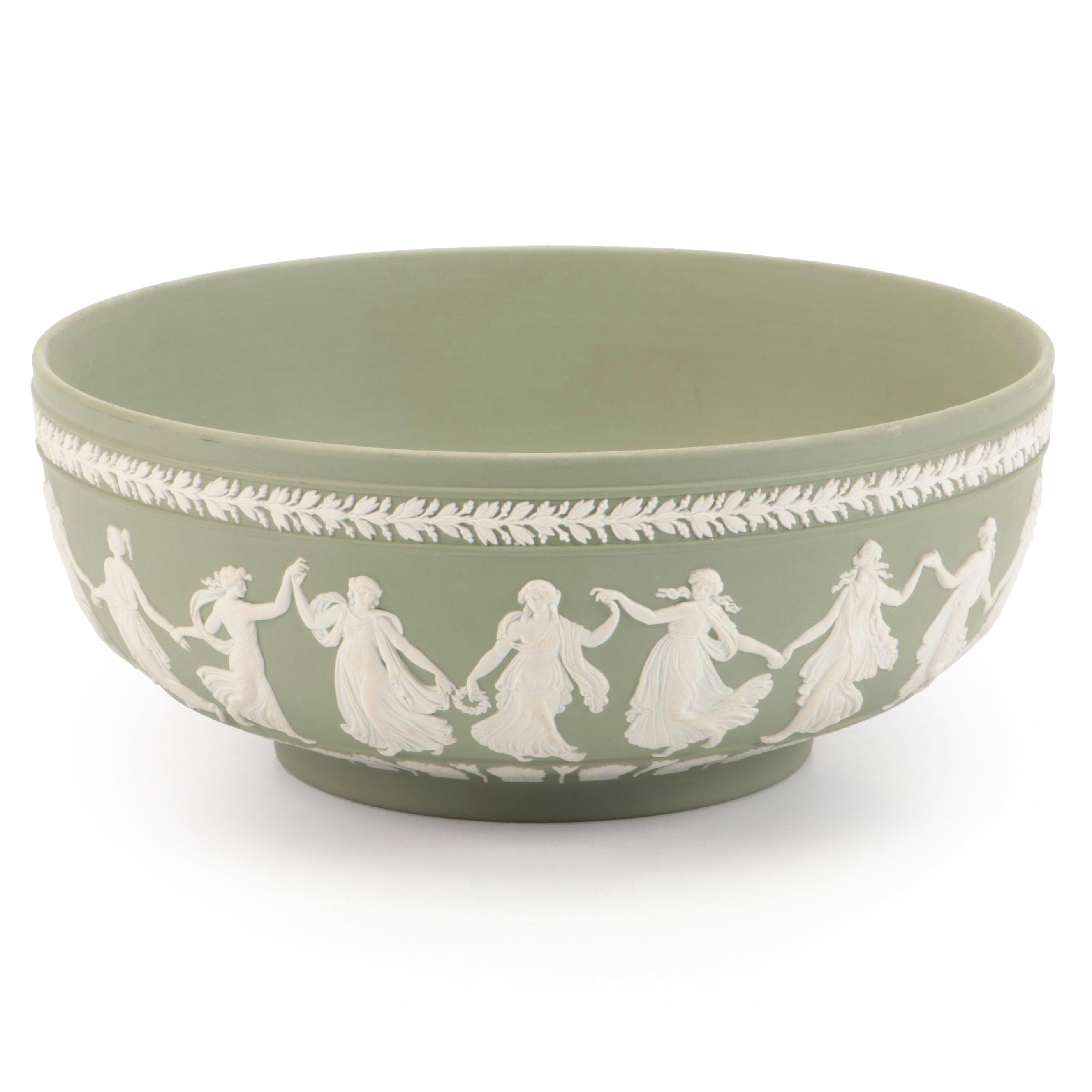 Wedgwood Cream on Celadon Jasperware Acanthus Bowl