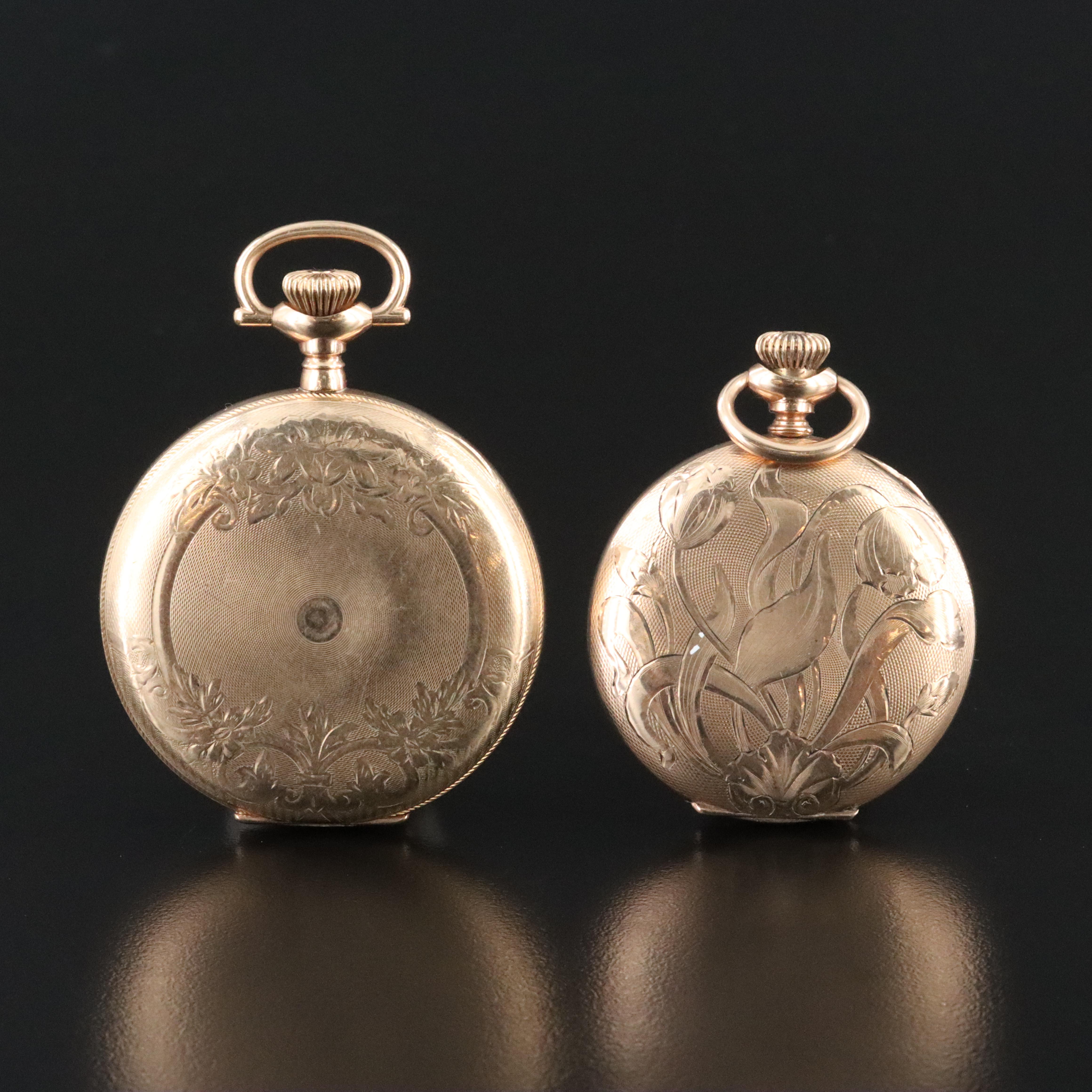 Elgin and Waltham Gold-Filled Hunting Case Pocket Watches