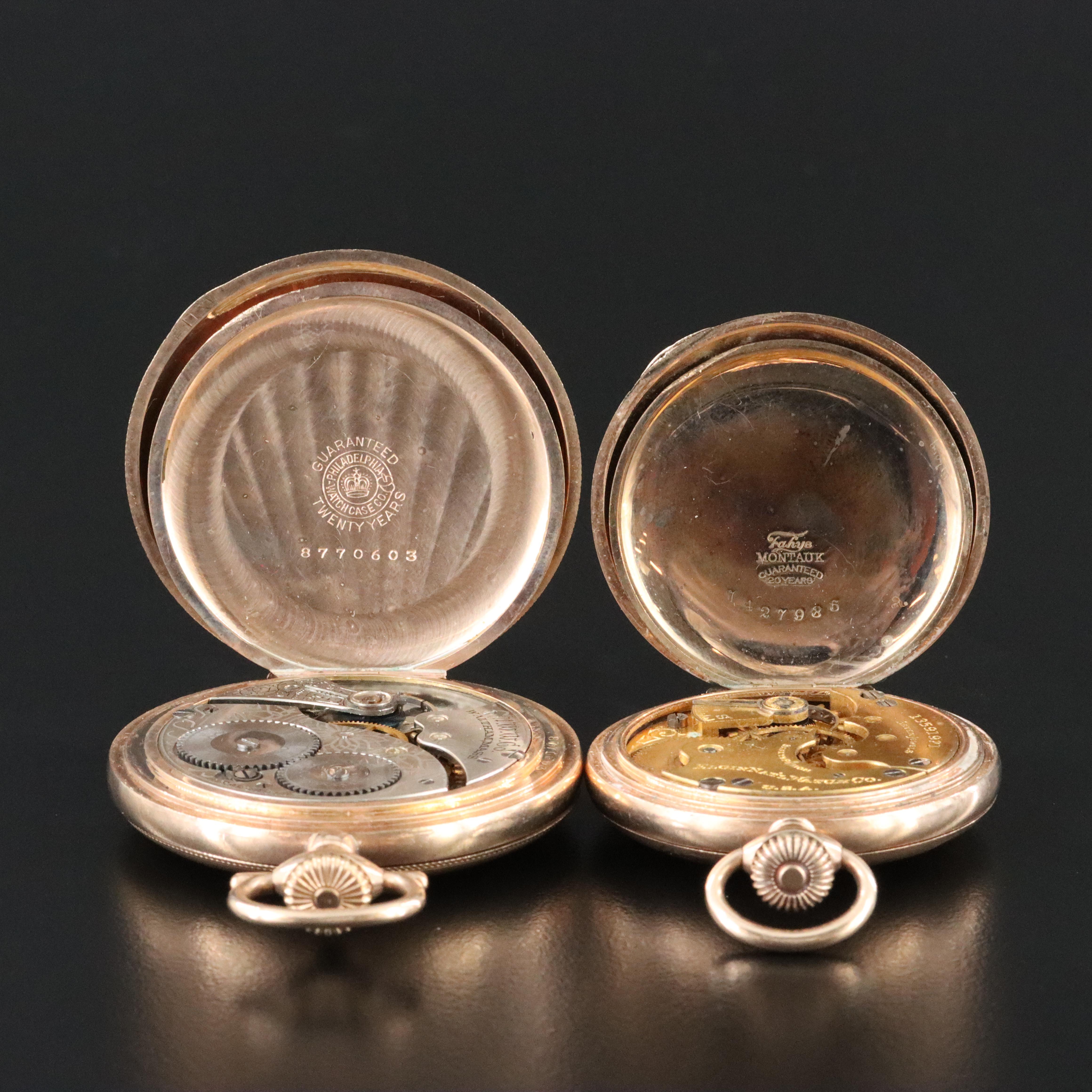 Elgin and Waltham Gold-Filled Hunting Case Pocket Watches