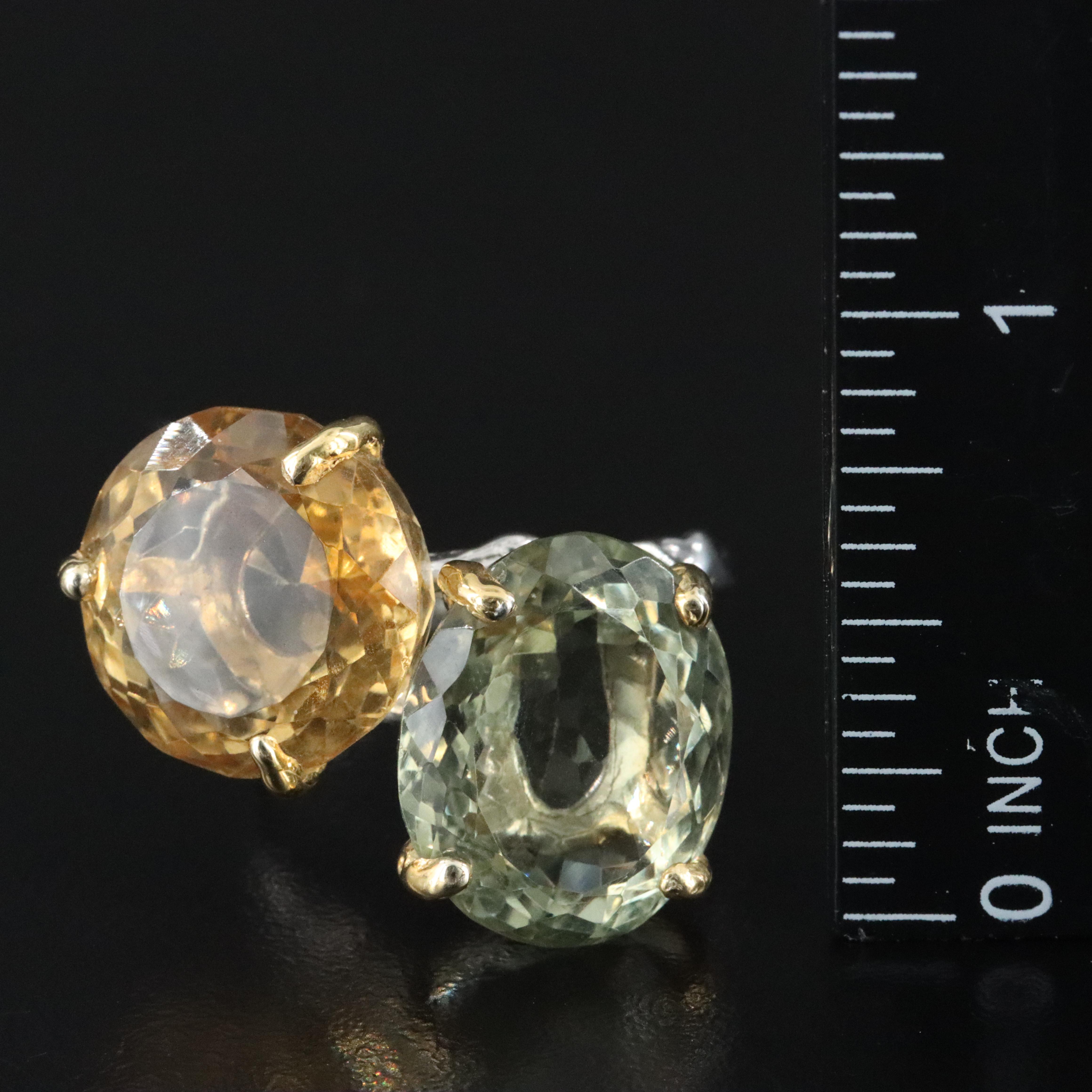 Sterling Prasiolite and Citrine Ring