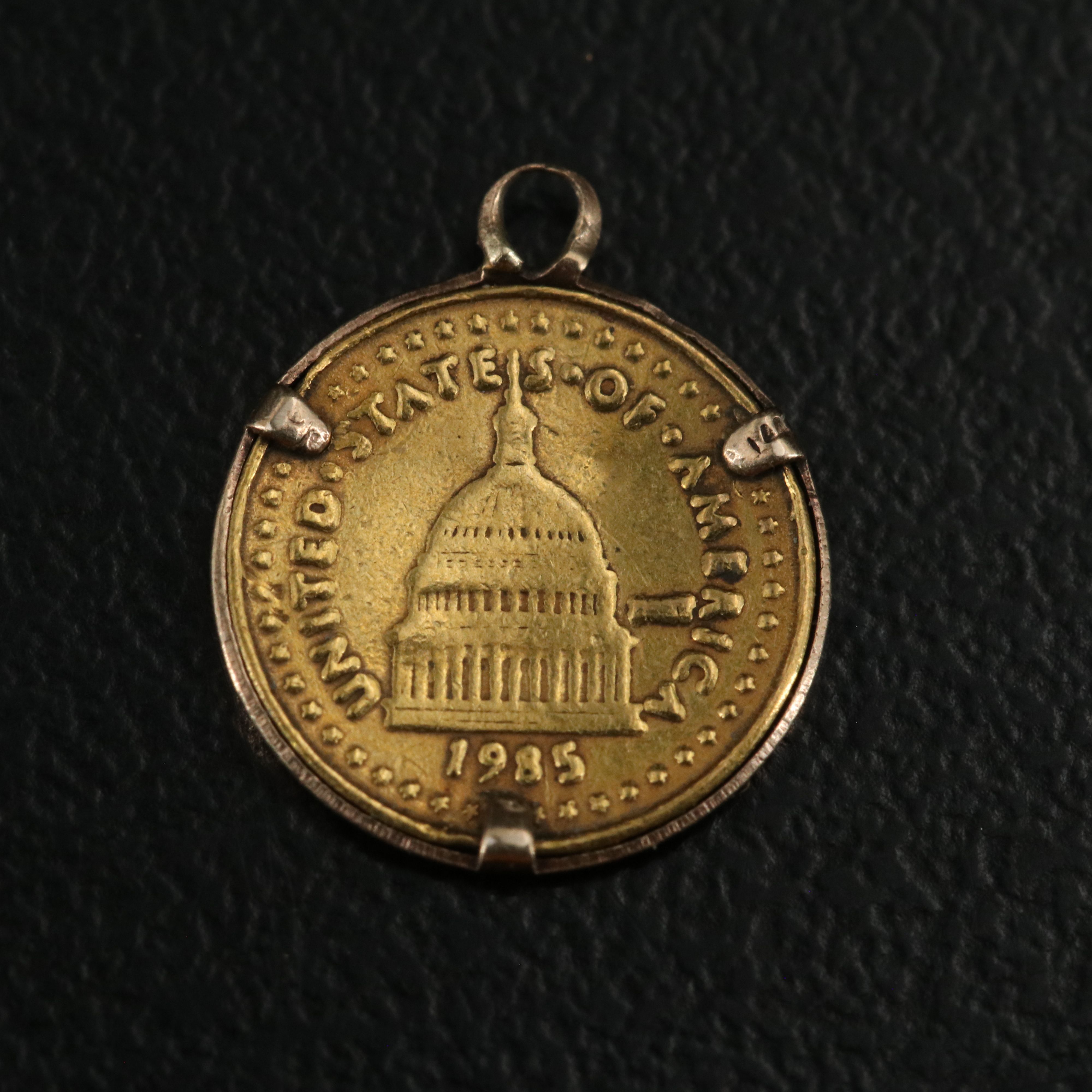 Two Miniature 24K Gold Coin Replicas in Bezels