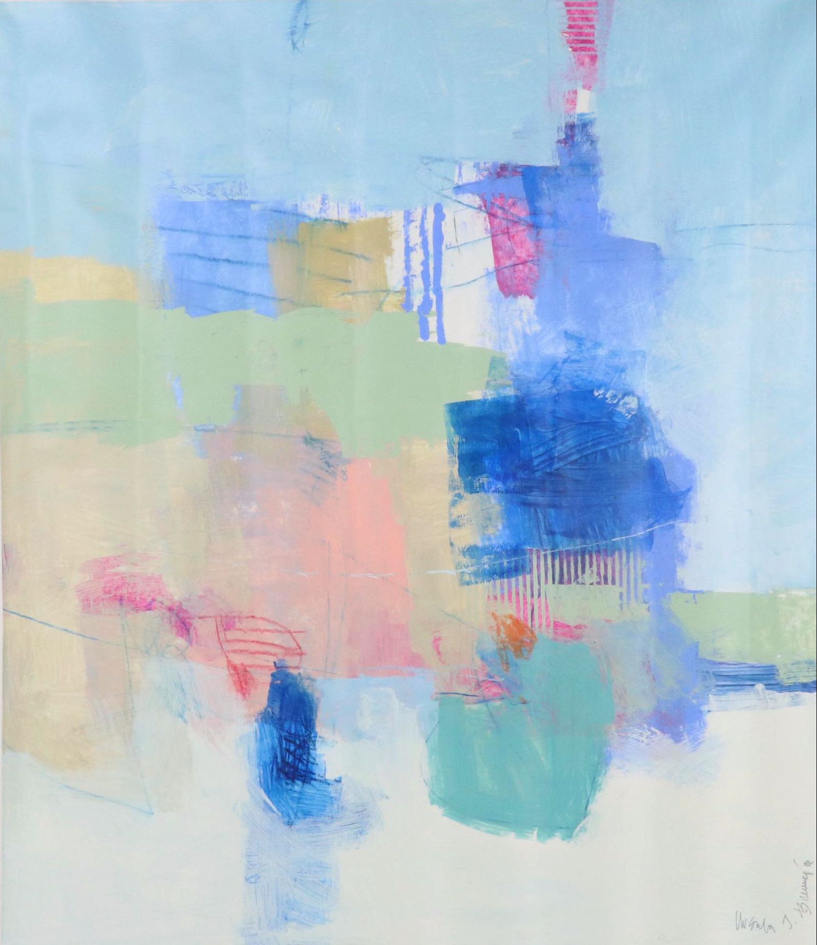 Ursula J. Brenner Abstract Mixed Media Painting, 21st Century