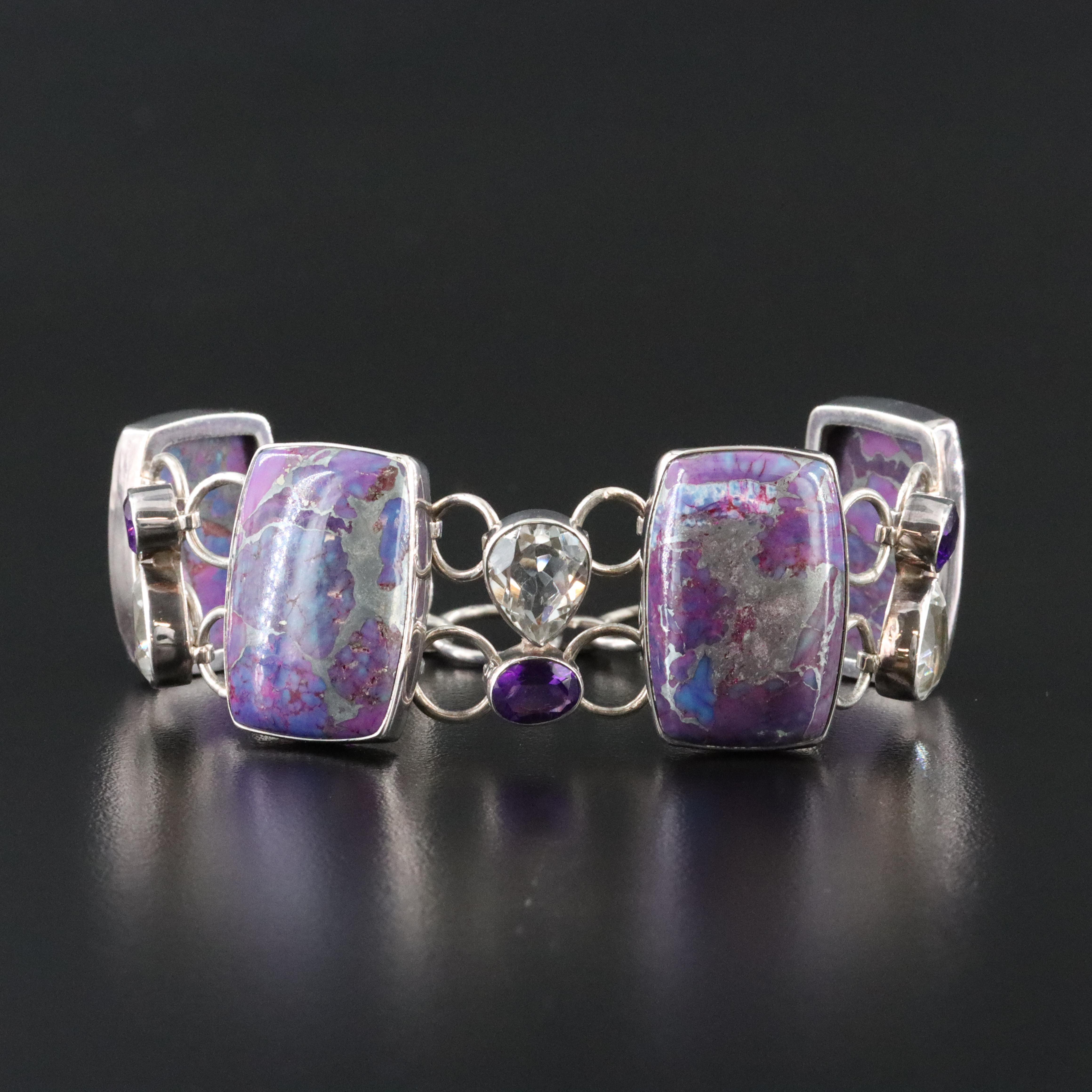 Composite Stone, Rock Crystal and Amethyst Bracelet