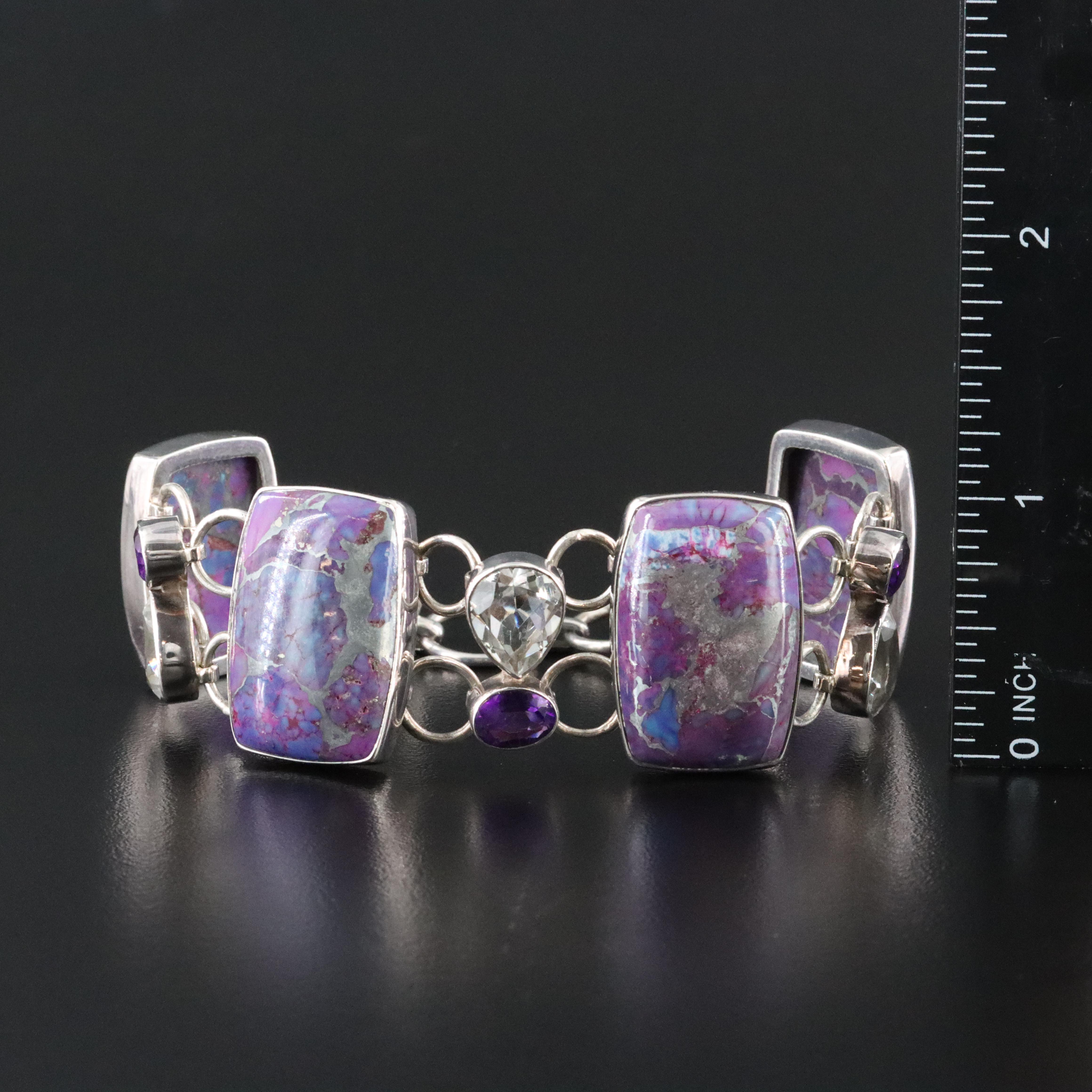 Composite Stone, Rock Crystal and Amethyst Bracelet