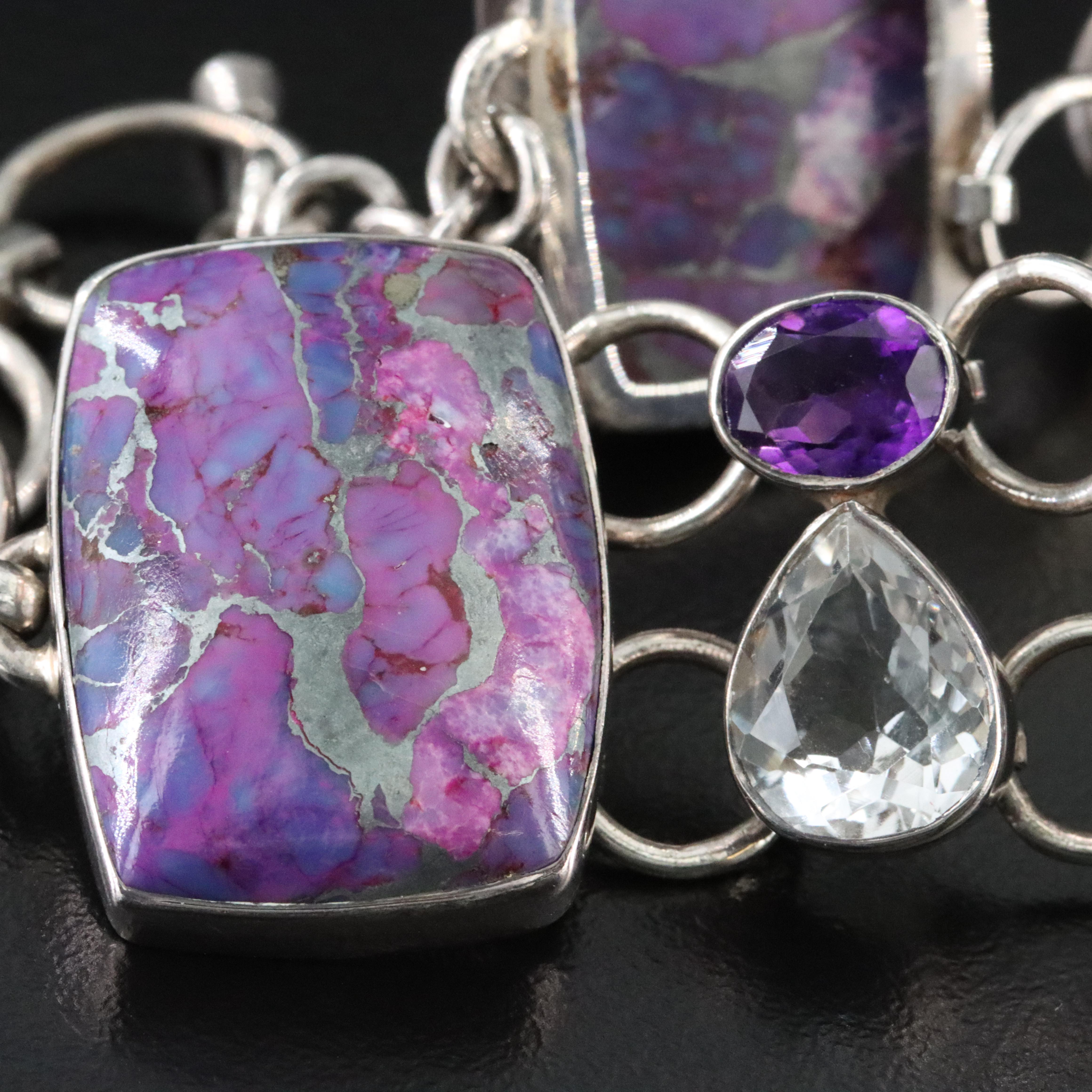 Composite Stone, Rock Crystal and Amethyst Bracelet