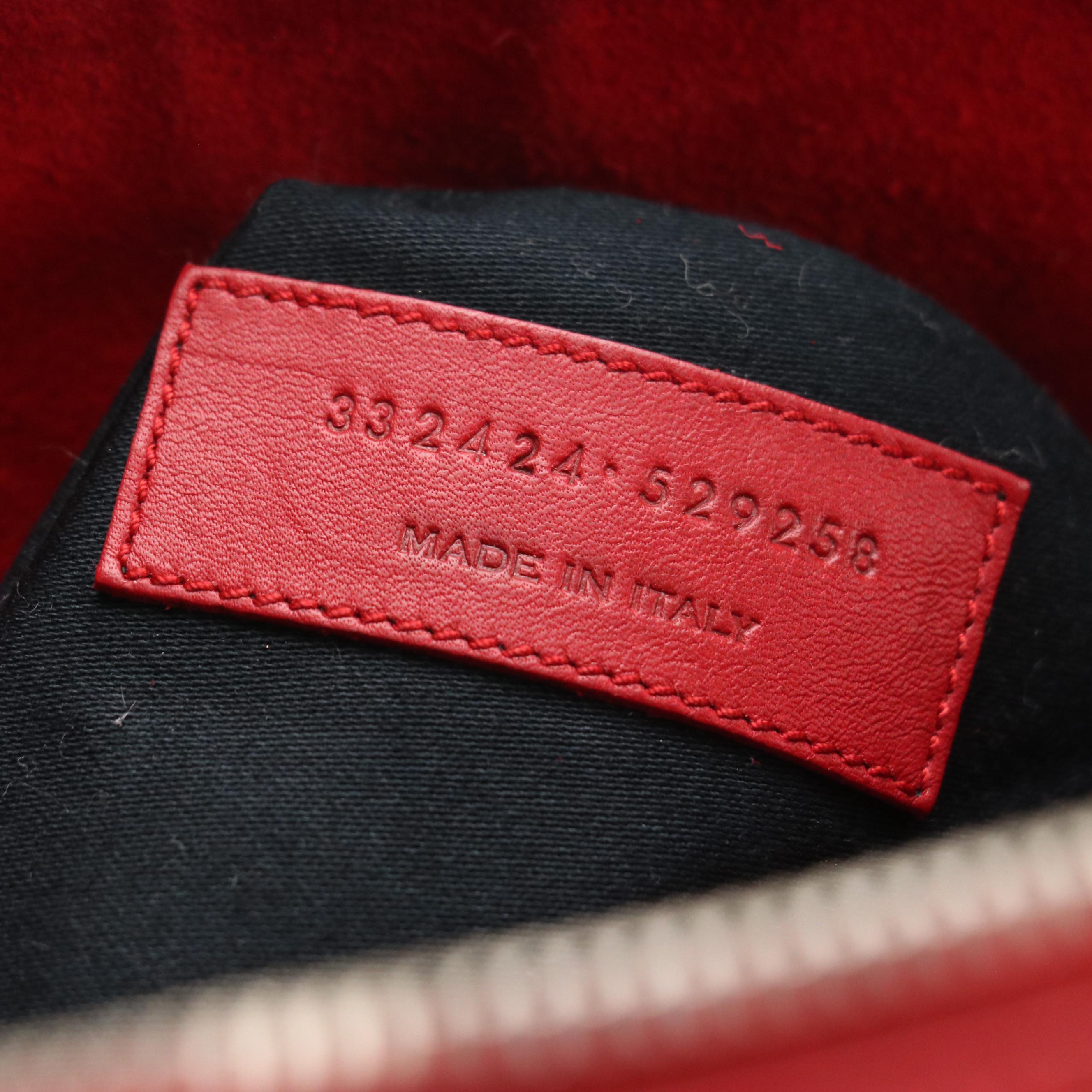 Saint Laurent Classic Two-Way Duffel in Red Micro Studded Calfskin Leather