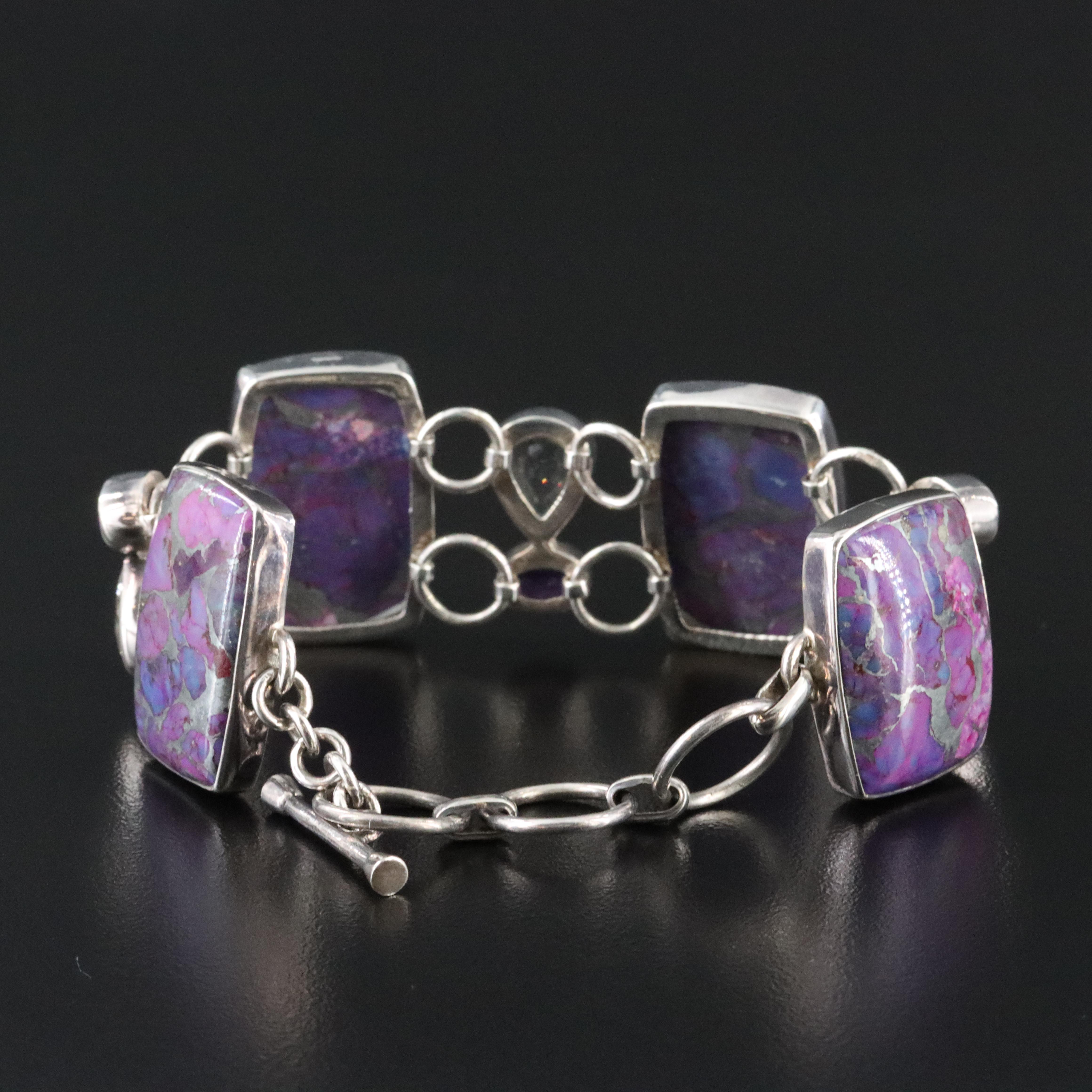 Composite Stone, Rock Crystal and Amethyst Bracelet
