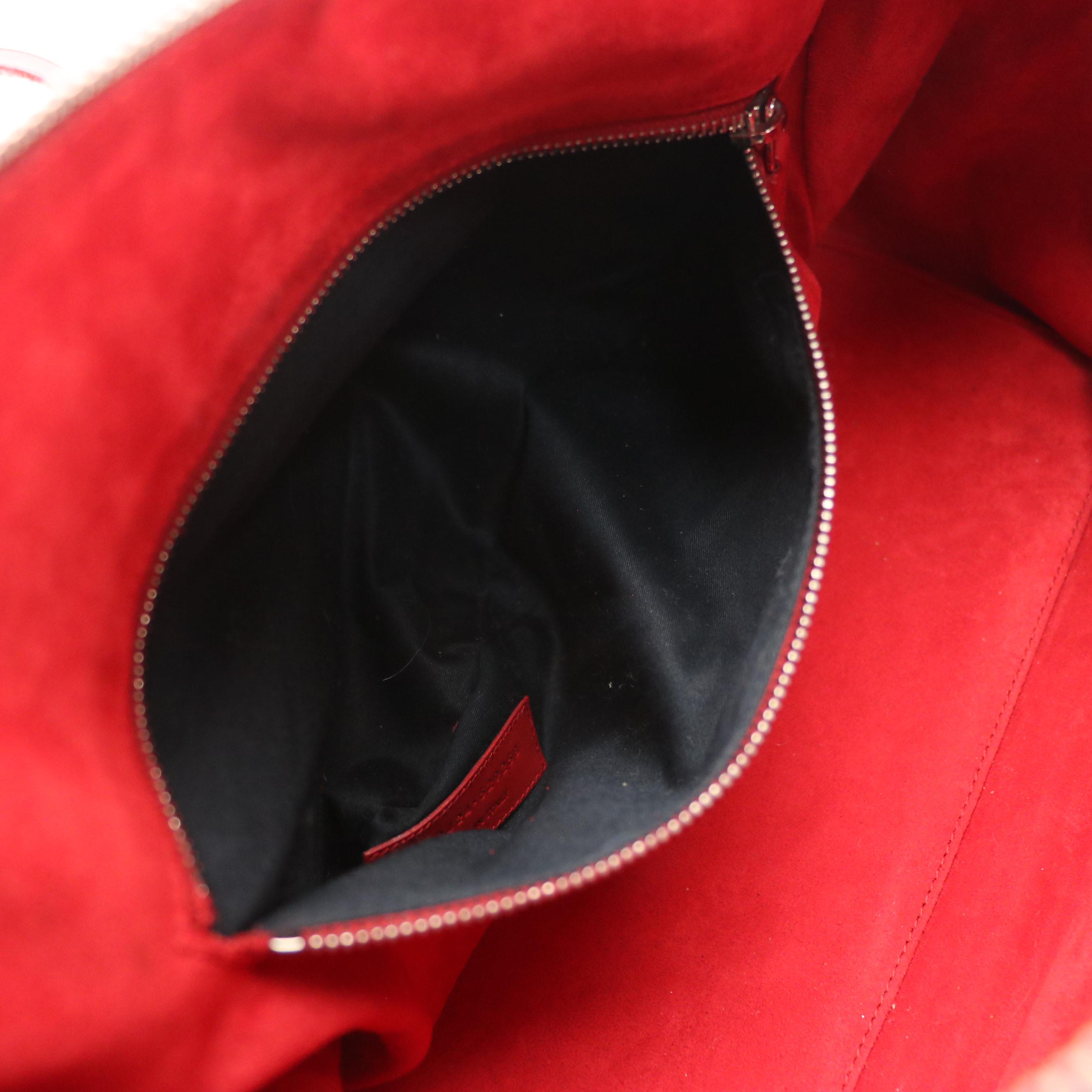 Saint Laurent Classic Two-Way Duffel in Red Micro Studded Calfskin Leather